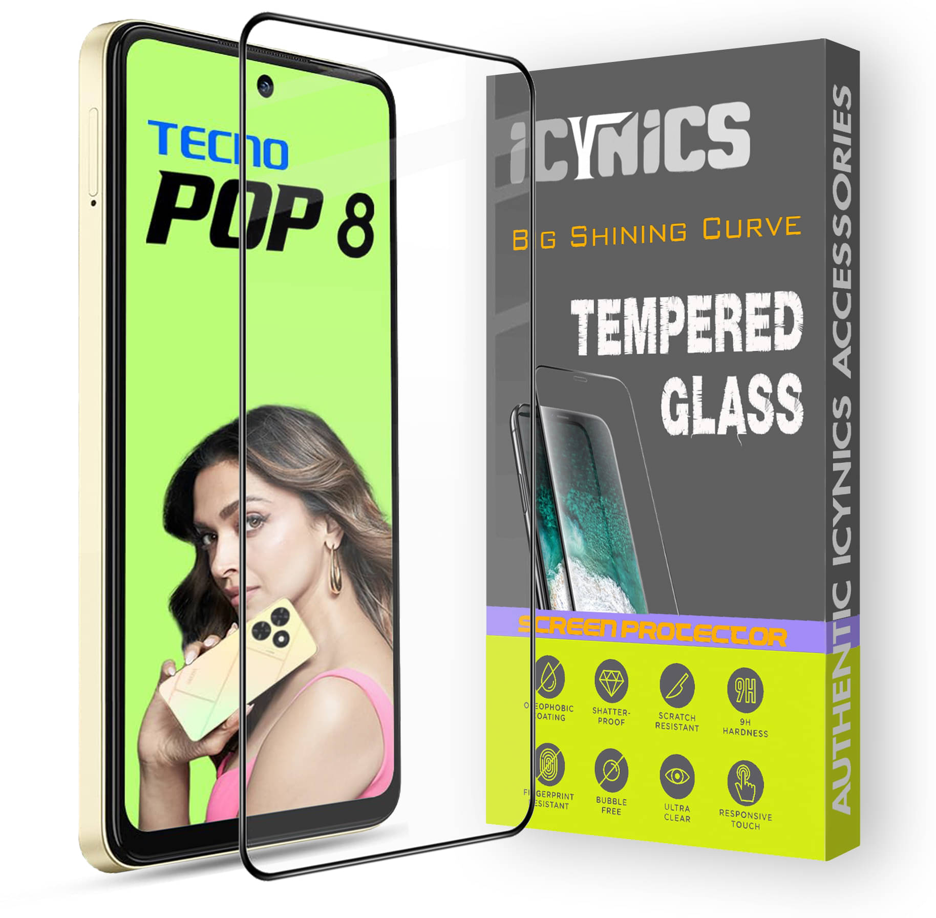     			Icynics Tempered Glass Compatible For Tecno Pop 8 ( Pack of 1 )