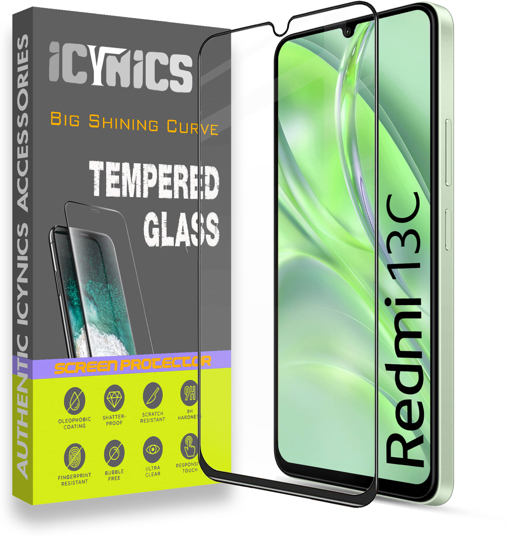 Icynics Tempered Glass Compatible For Redmi 13C 4G ( Pack of 1 ) Icynics Tempered Glass Compatible For Redmi 13C 4G ( Pack of 1 )