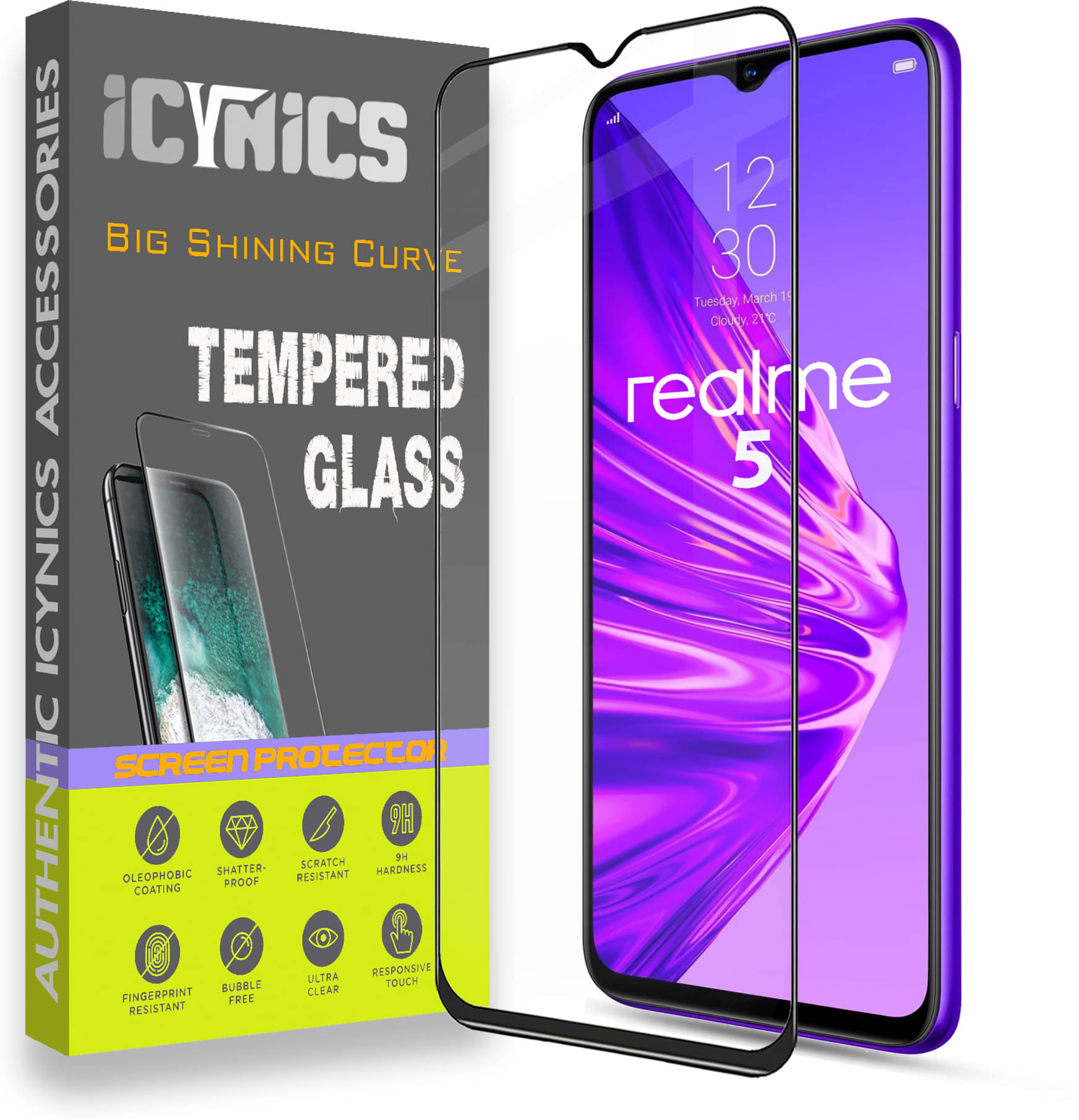 Icynics Tempered Glass Compatible For Realme 5 ( Pack of 1 ) Icynics Tempered Glass Compatible For Realme 5 ( Pack of 1 )