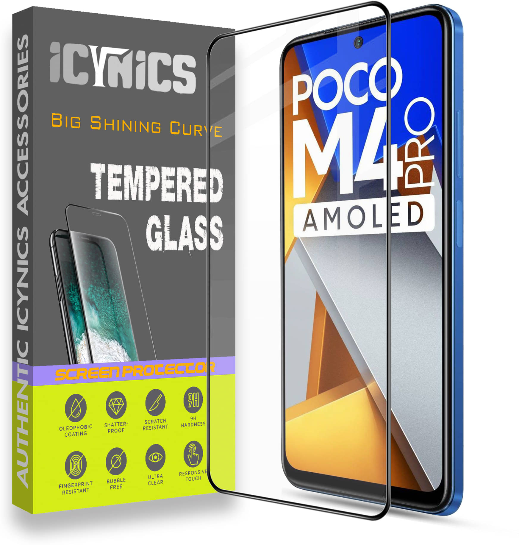 Icynics Tempered Glass Compatible For Poco M4 Pro ( Pack of 1 ) Icynics Tempered Glass Compatible For Poco M4 Pro ( Pack of 1 )
