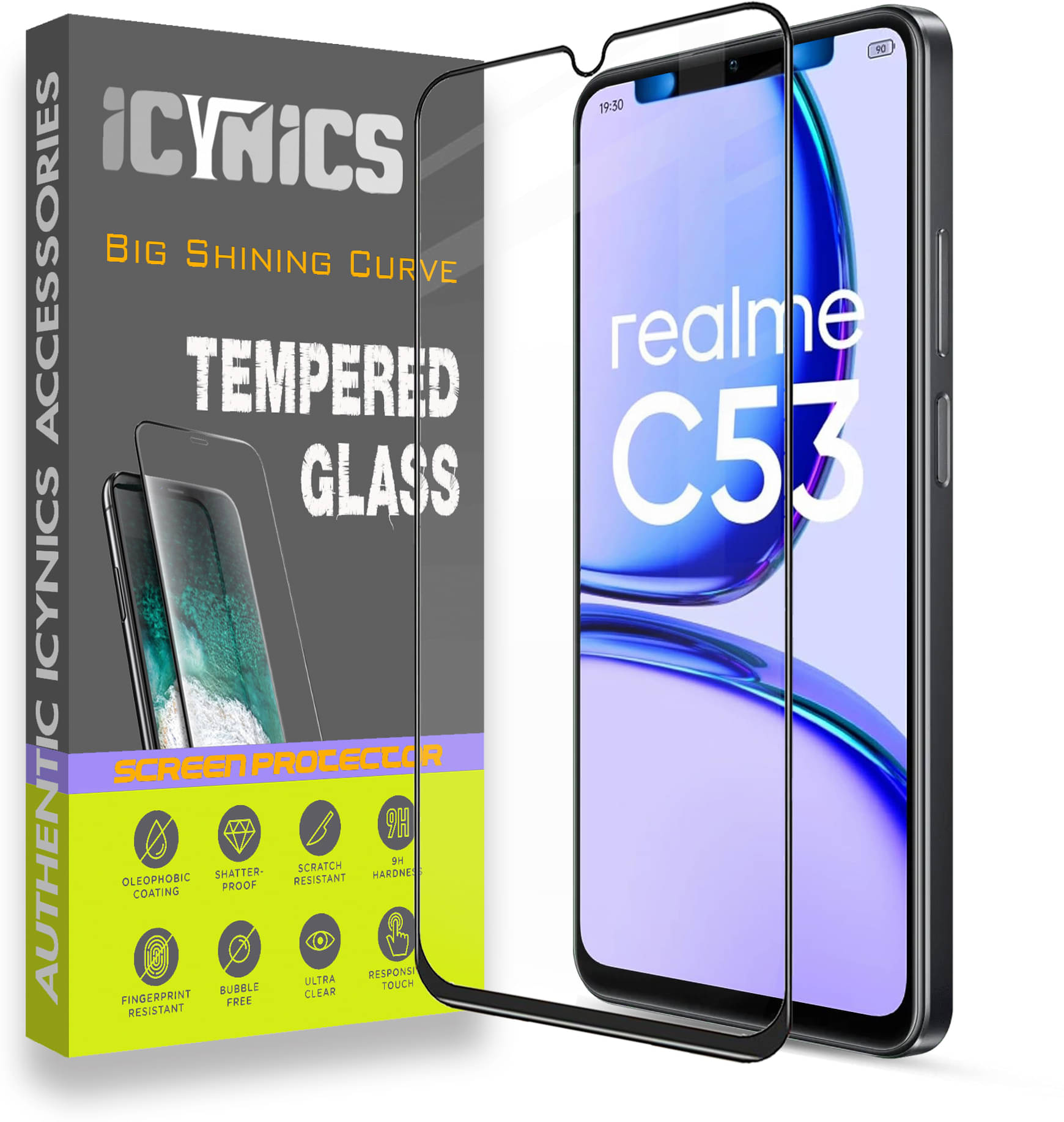     			Icynics Tempered Glass Compatible For Realme C53 ( Pack of 1 )