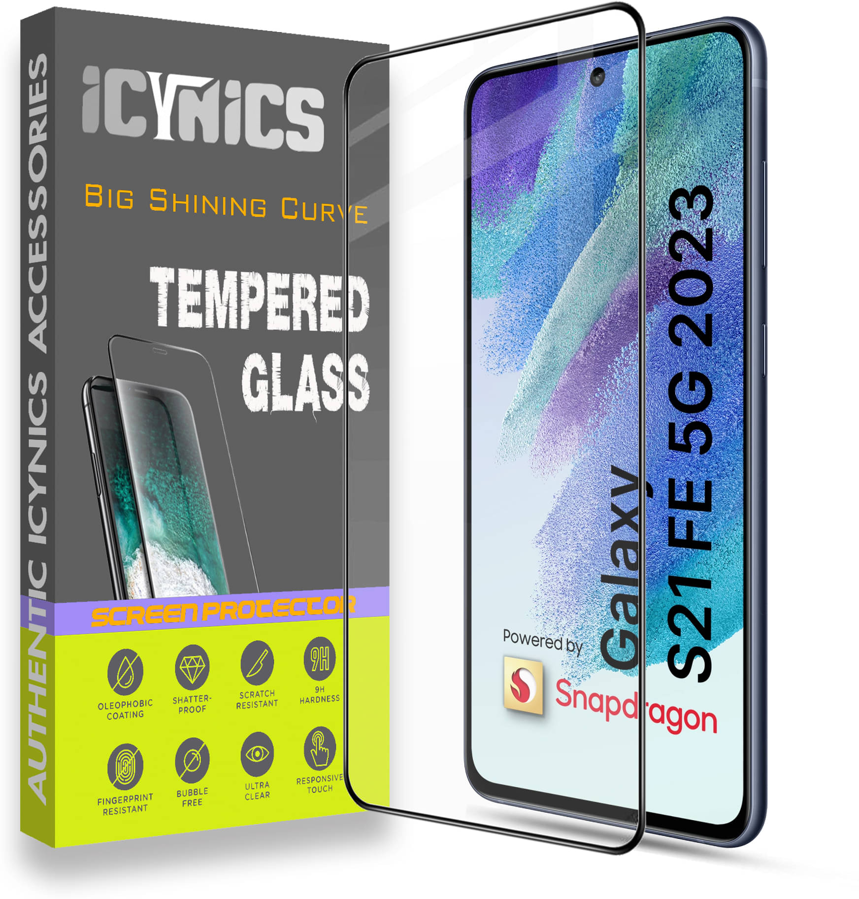 Icynics Tempered Glass Compatible For Samsung Galaxy S21 FE ( Pack of 1 )     			Icynics Tempered Glass Compatible For Samsung Galaxy S21 FE ( Pack of 1 )