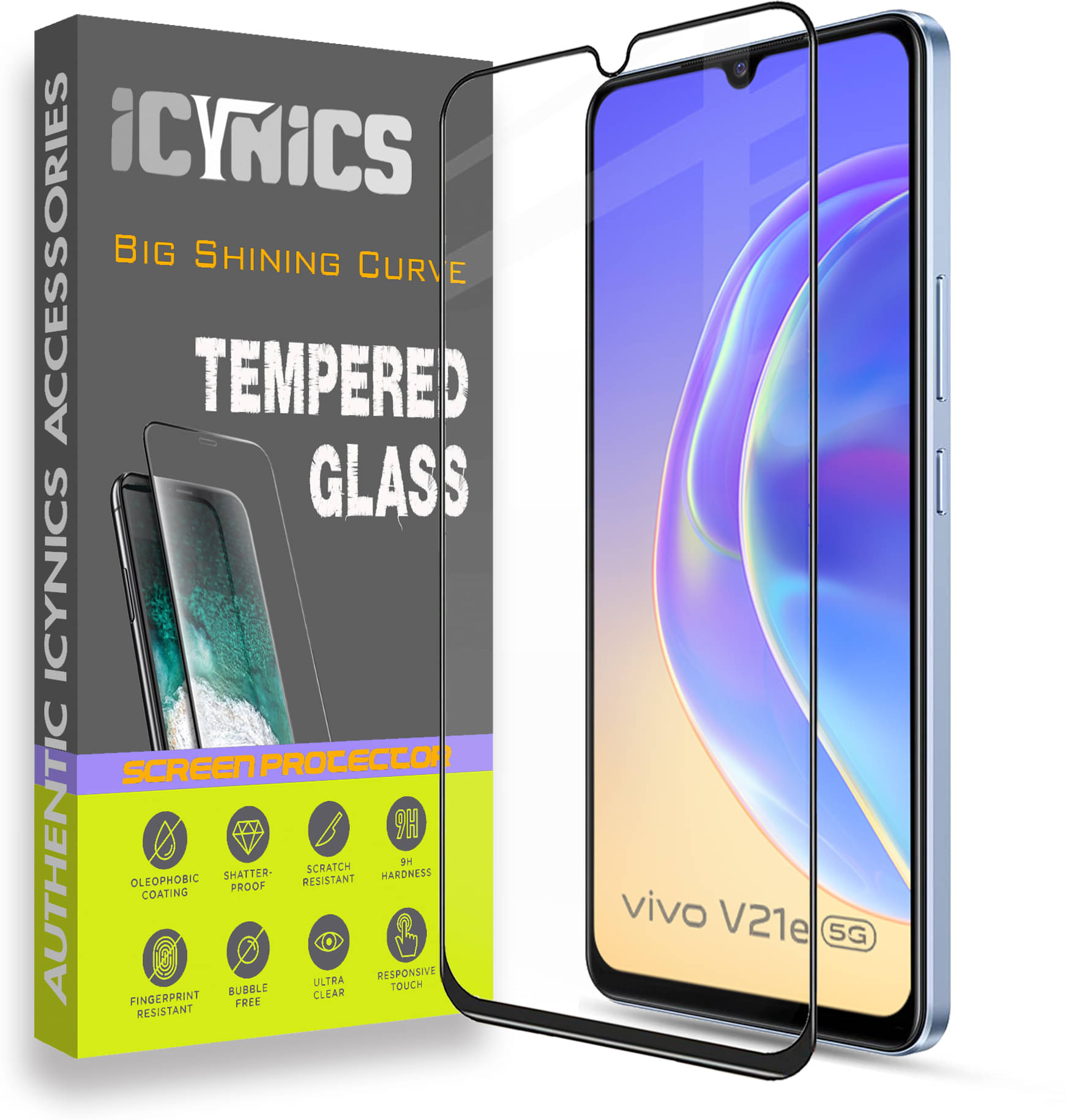 Icynics Tempered Glass Compatible For Vivo V21e 5G ( Pack of 1 ) Icynics Tempered Glass Compatible For Vivo V21e 5G ( Pack of 1 )