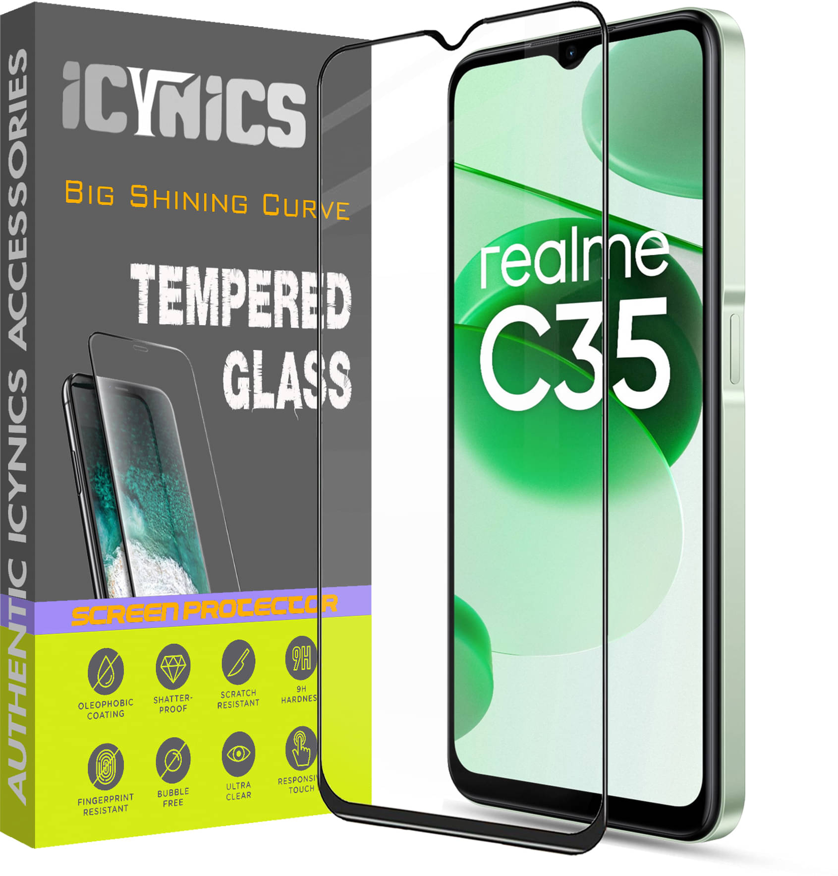 Icynics Tempered Glass Compatible For Realme C35 ( Pack of 1 ) Icynics Tempered Glass Compatible For Realme C35 ( Pack of 1 )