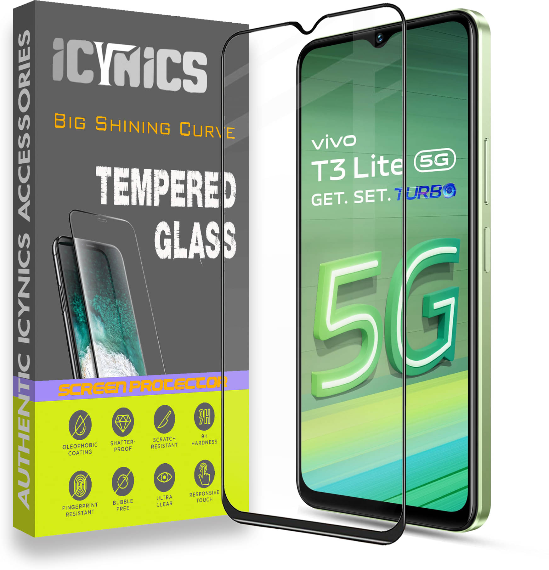     			Icynics Tempered Glass Compatible For Vivo T3 Lite 5G ( Pack of 1 )