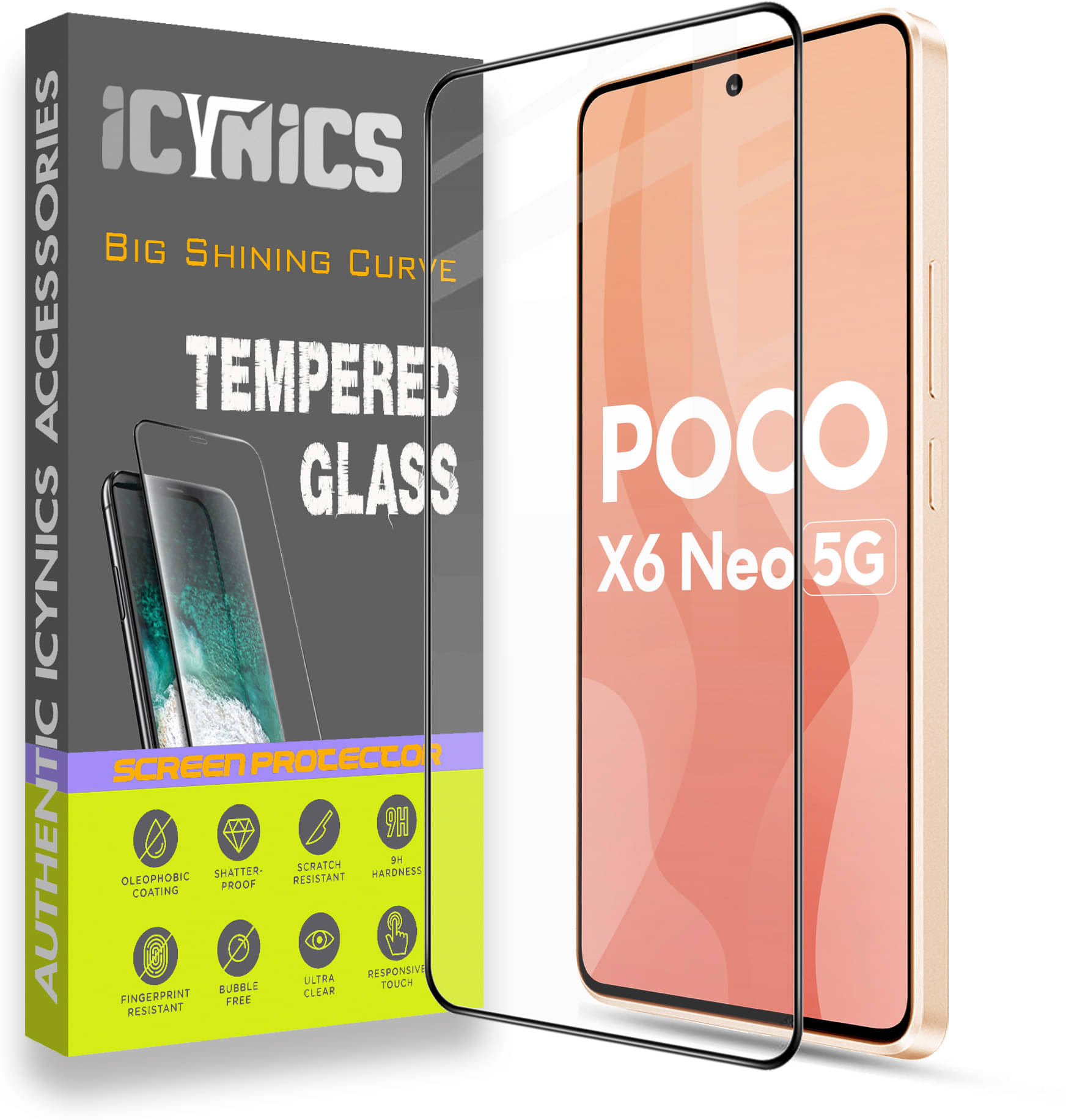 Icynics Tempered Glass Compatible For Poco X6 Neo 5G ( Pack of 1 ) Icynics Tempered Glass Compatible For Poco X6 Neo 5G ( Pack of 1 )