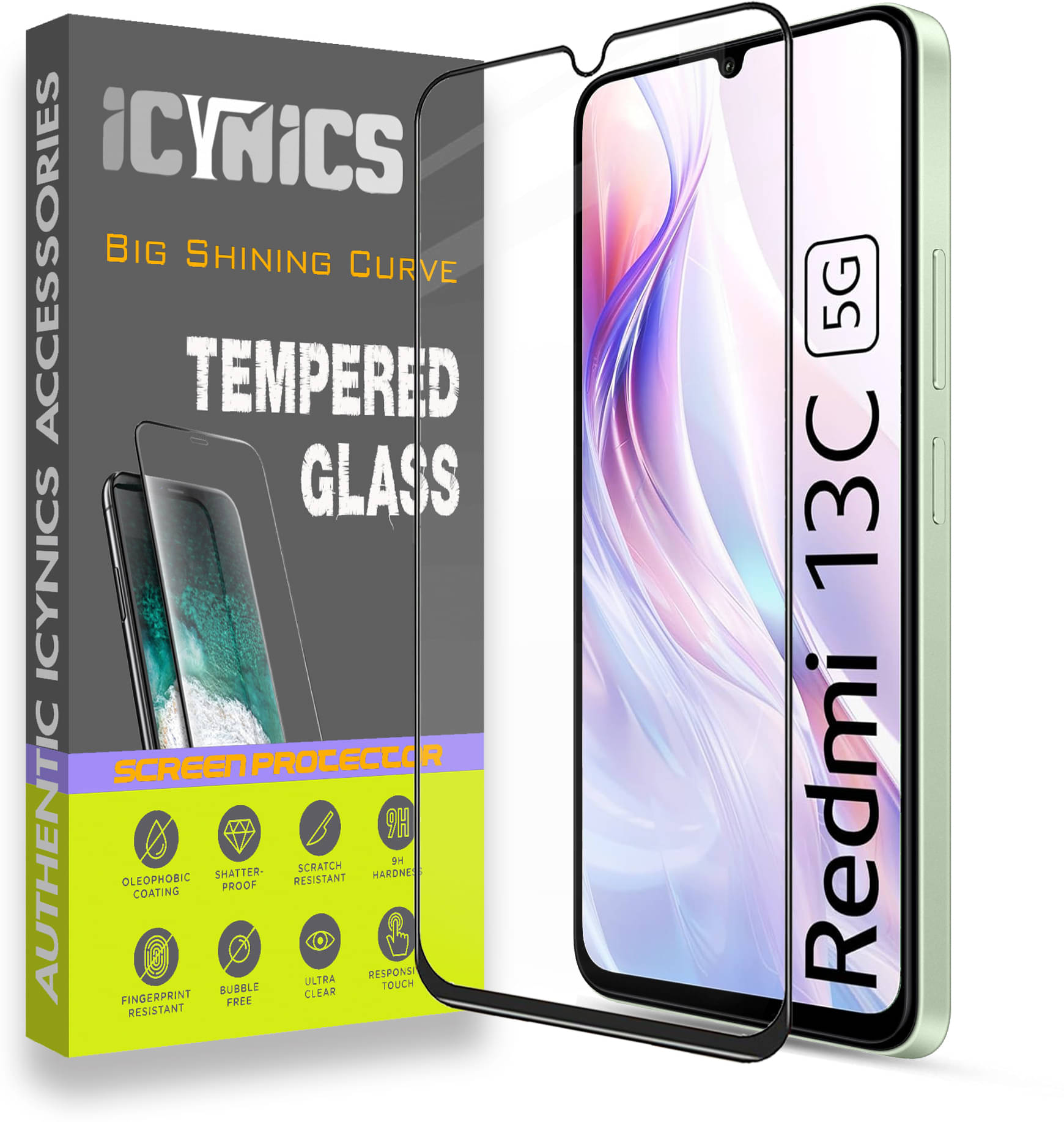     			Icynics Tempered Glass Compatible For Redmi 13C 5G ( Pack of 1 )