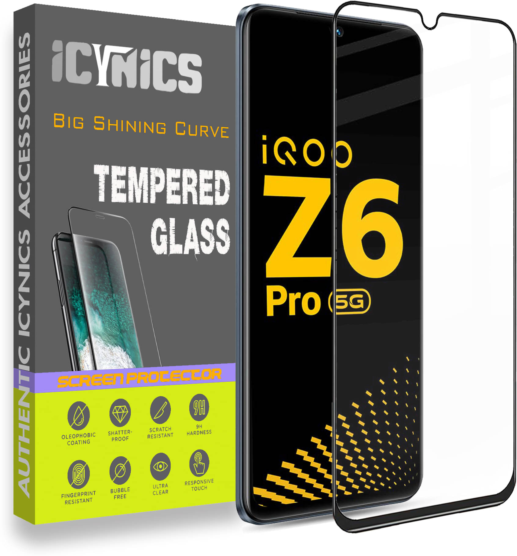 Icynics Tempered Glass Compatible For iQOO Z6 Pro ( Pack of 1 ) Icynics Tempered Glass Compatible For iQOO Z6 Pro ( Pack of 1 )