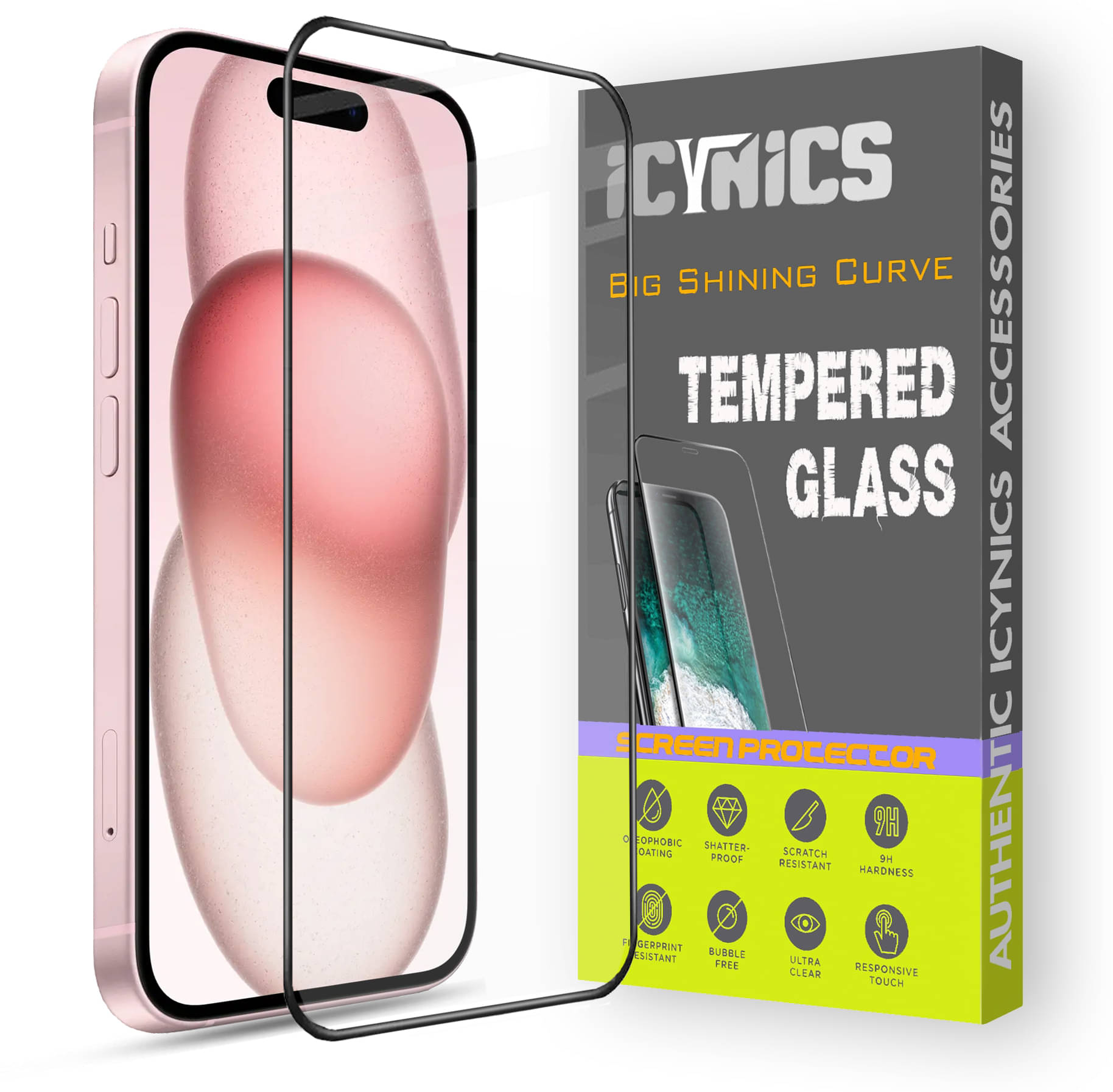     			Icynics Tempered Glass Compatible For Apple iPhone 15 ( Pack of 1 )