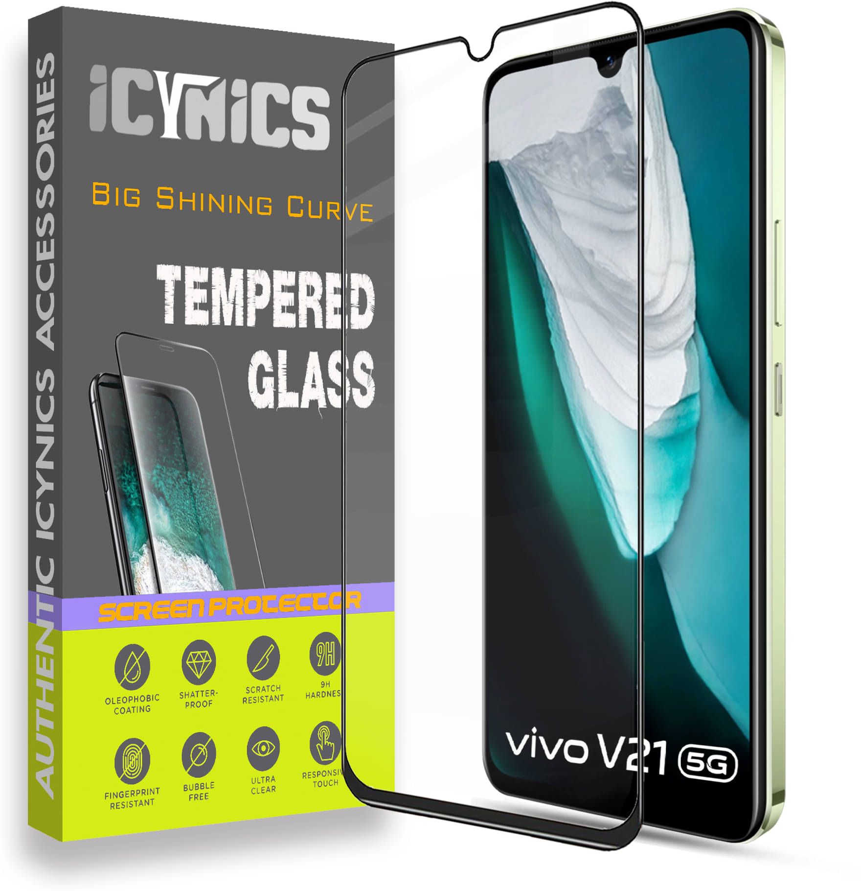 Icynics Tempered Glass Compatible For Vivo V21 5G ( Pack of 1 )     			Icynics Tempered Glass Compatible For Vivo V21 5G ( Pack of 1 )