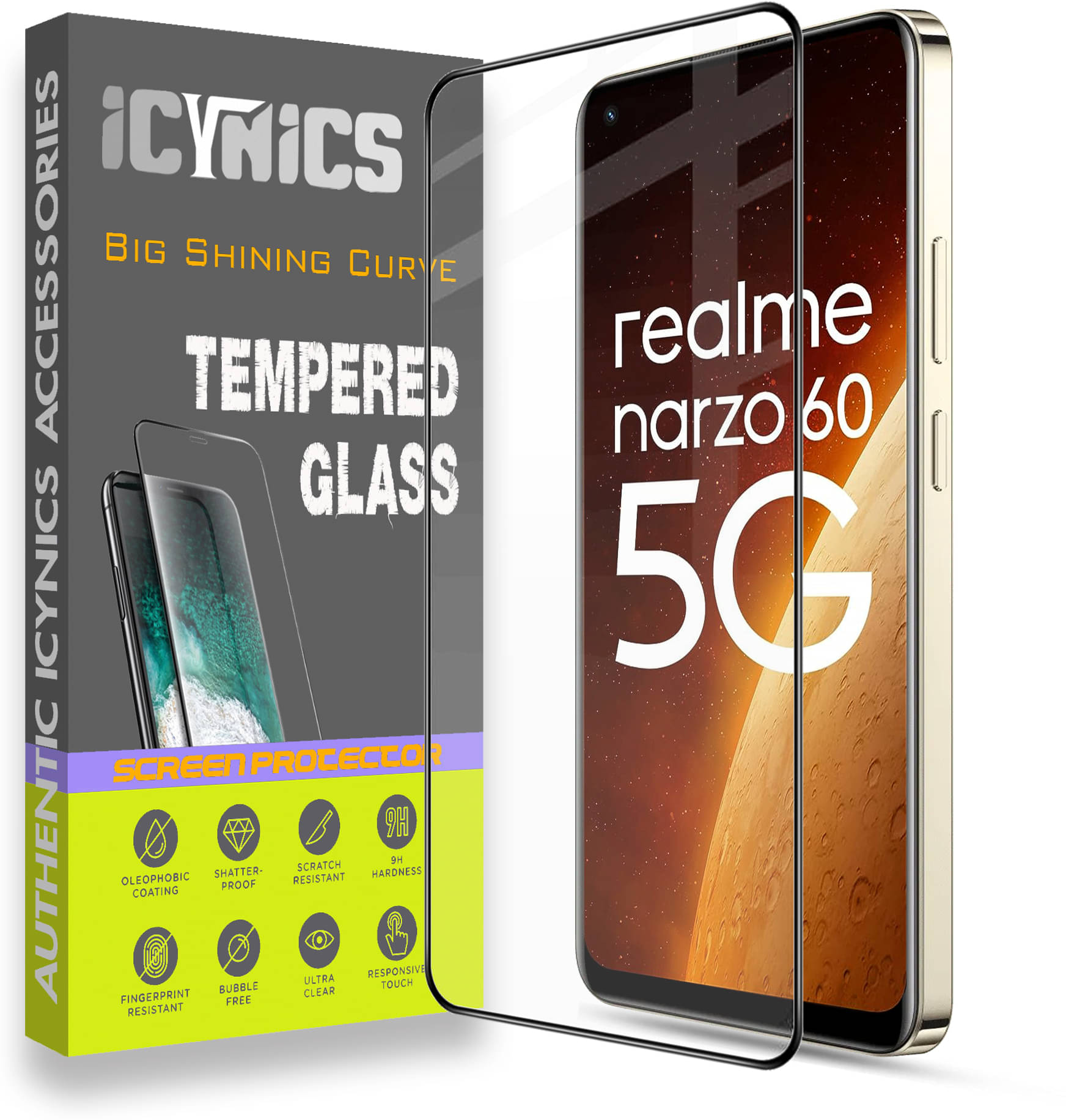     			Icynics Tempered Glass Compatible For Realme Narzo 60 ( Pack of 1 )