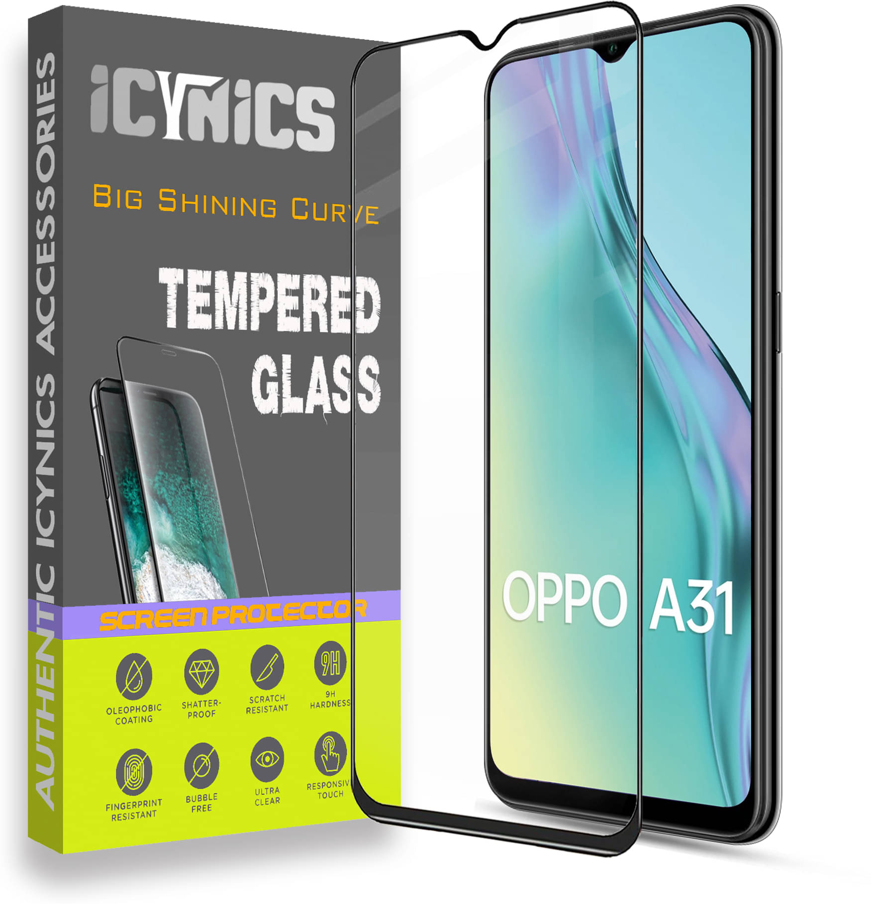     			Icynics Tempered Glass Compatible For Oppo A31 ( Pack of 1 )