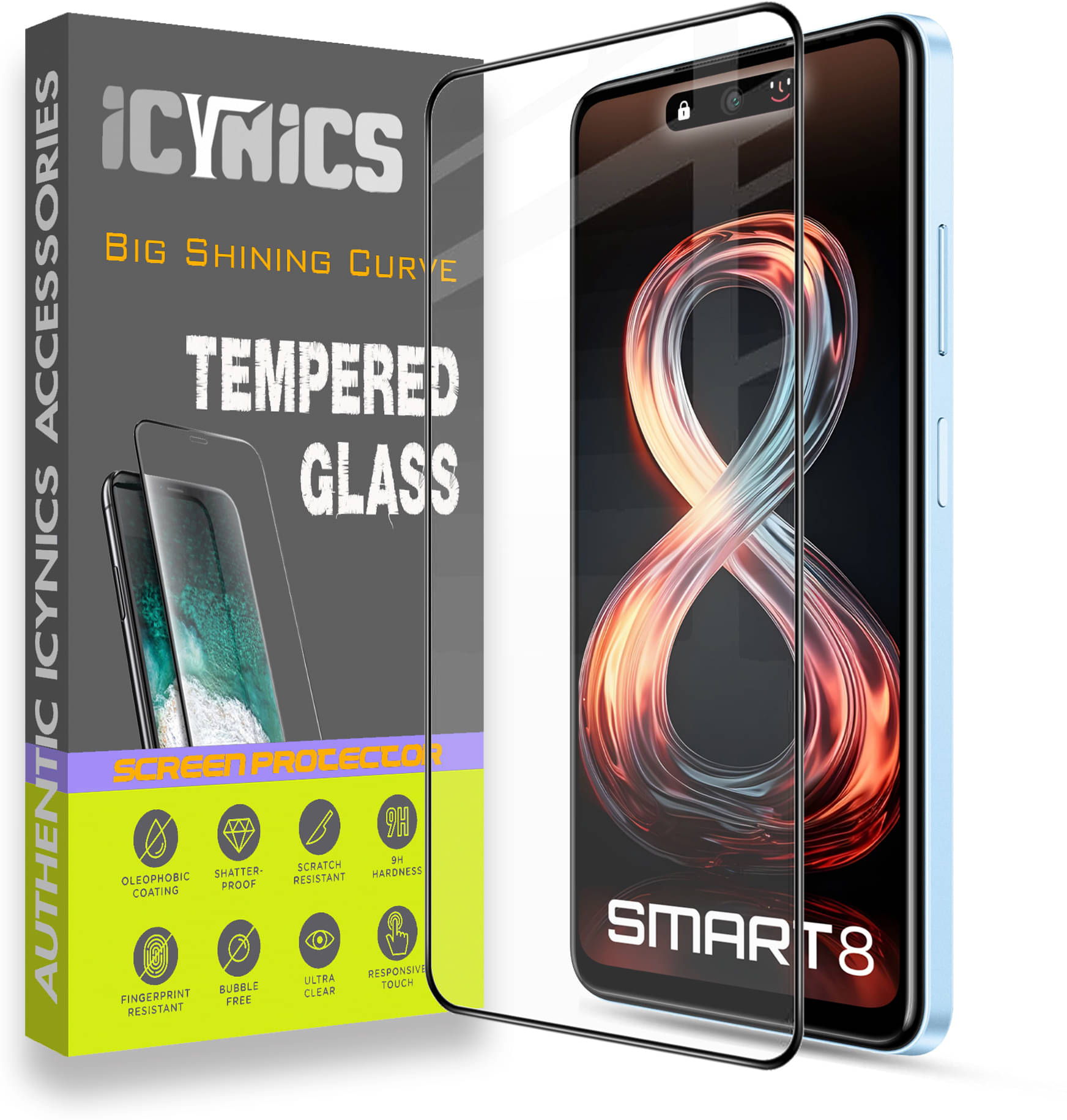    			Icynics Tempered Glass Compatible For Infinix Smart 8 ( Pack of 1 )