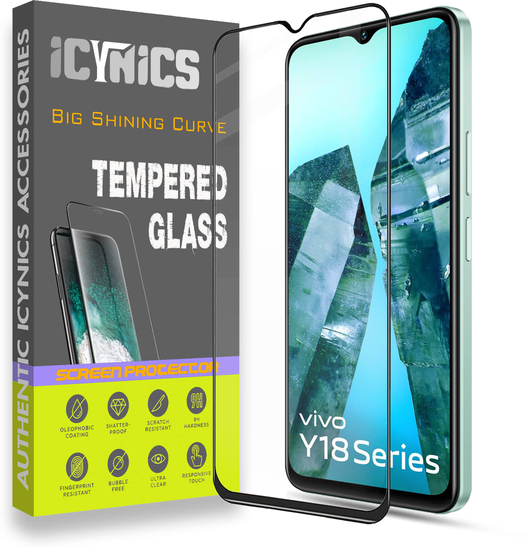     			Icynics Tempered Glass Compatible For Vivo Y18 ( Pack of 1 )