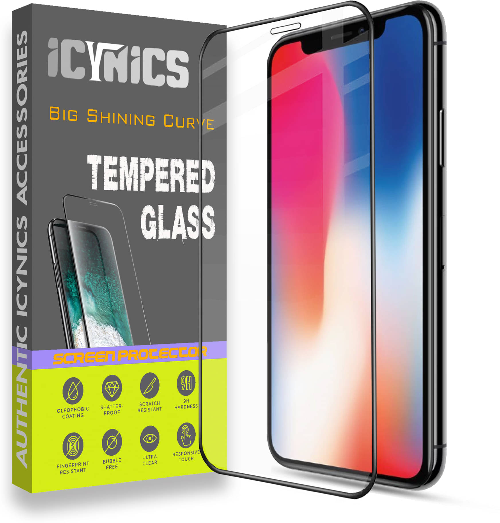     			Icynics Tempered Glass Compatible For Apple iPhone X ( Pack of 1 )