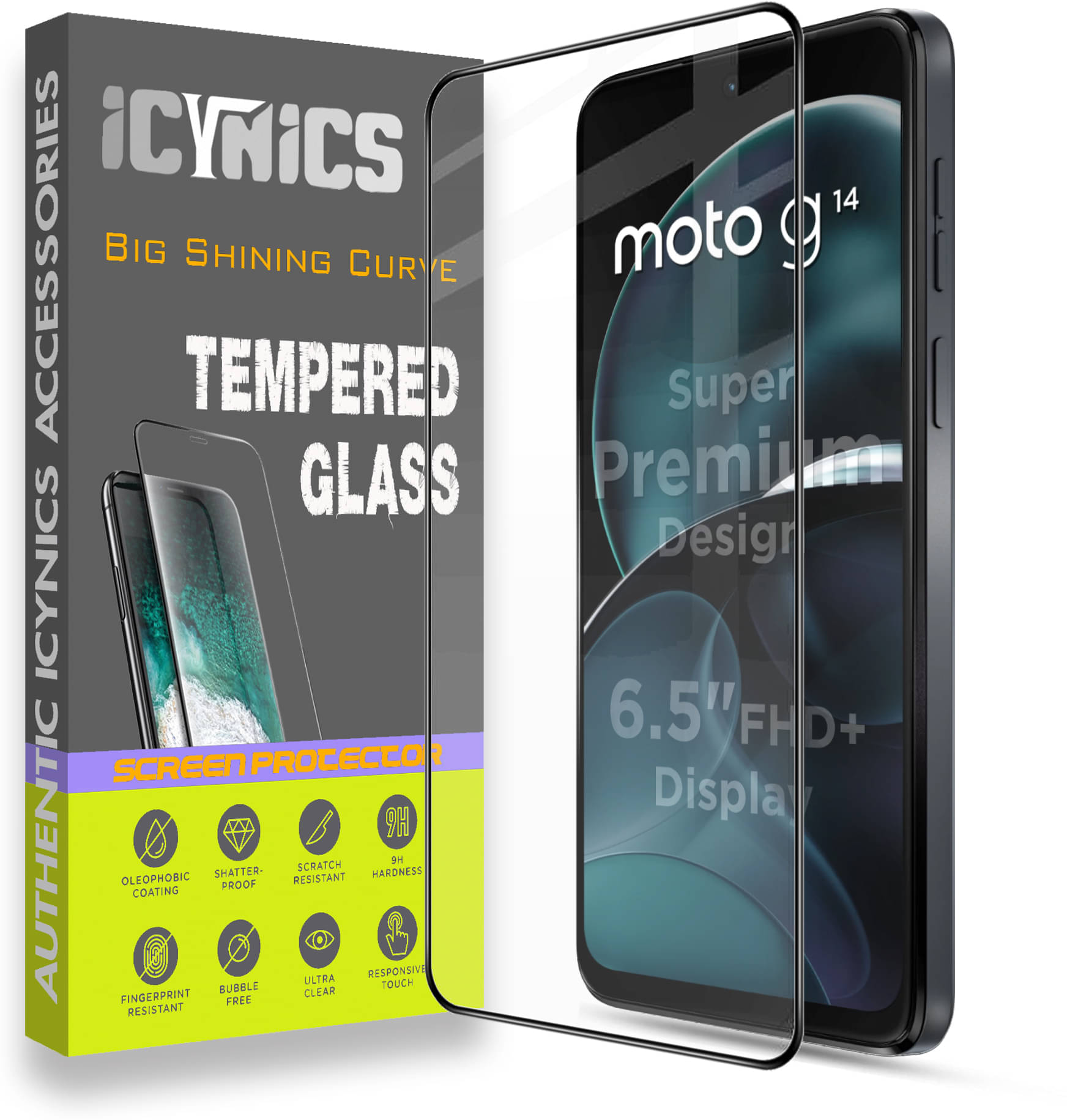 Icynics Tempered Glass Compatible For Motorola G14 ( Pack of 1 ) Icynics Tempered Glass Compatible For Motorola G14 ( Pack of 1 )