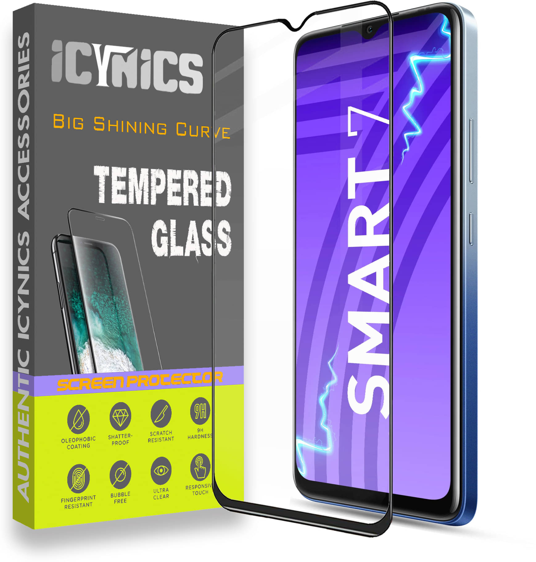 Icynics Tempered Glass Compatible For Infinix Smart 7 ( Pack of 1 )     			Icynics Tempered Glass Compatible For Infinix Smart 7 ( Pack of 1 )