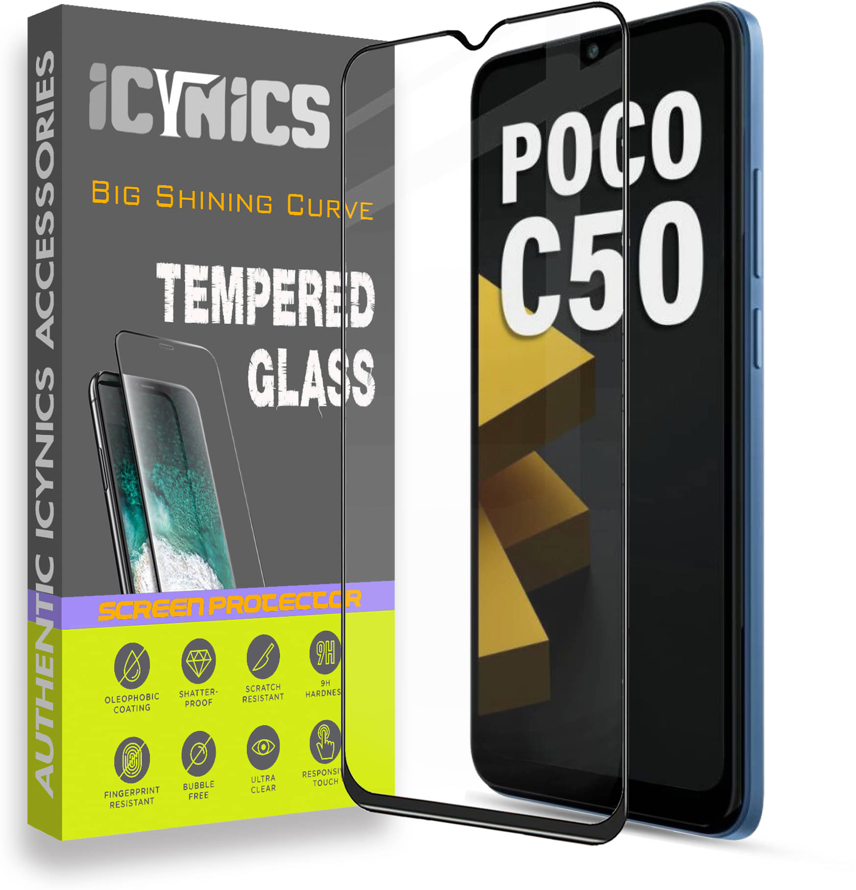     			Icynics Tempered Glass Compatible For POCO C50 ( Pack of 1 )