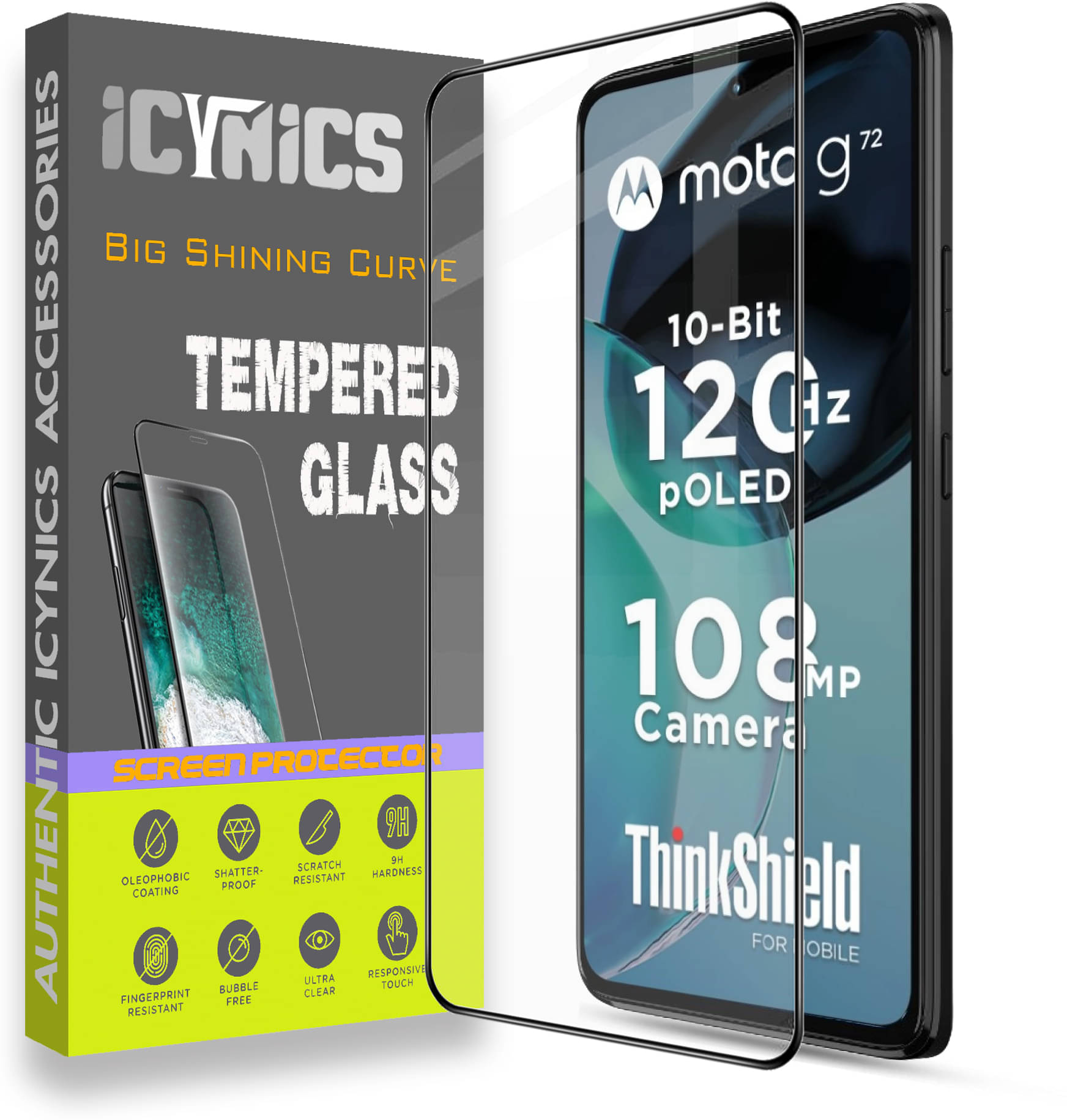     			Icynics Tempered Glass Compatible For Motorola G72 ( Pack of 1 )