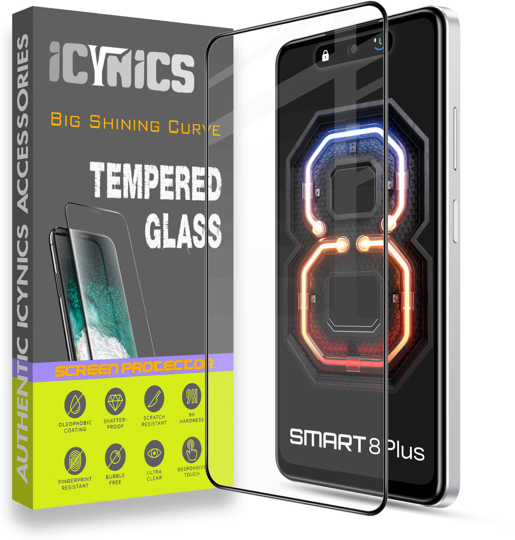 Icynics Tempered Glass Compatible For Infinix Smart 8 Plus ( Pack of 1 ) Icynics Tempered Glass Compatible For Infinix Smart 8 Plus ( Pack of 1 )