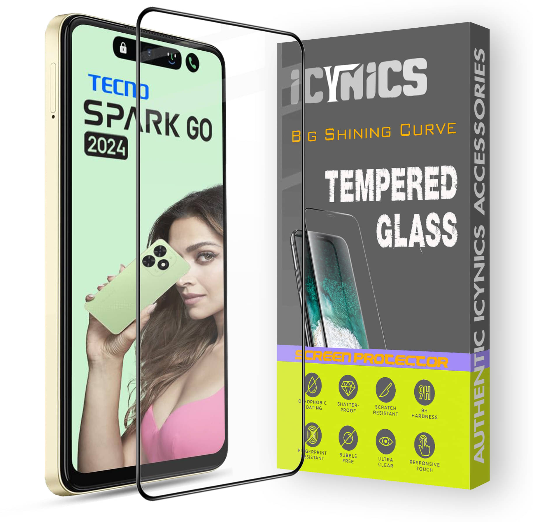 Icynics Tempered Glass Compatible For Tecno Spark Go 2024 ( Pack of 1 ) Icynics Tempered Glass Compatible For Tecno Spark Go 2024 ( Pack of 1 )