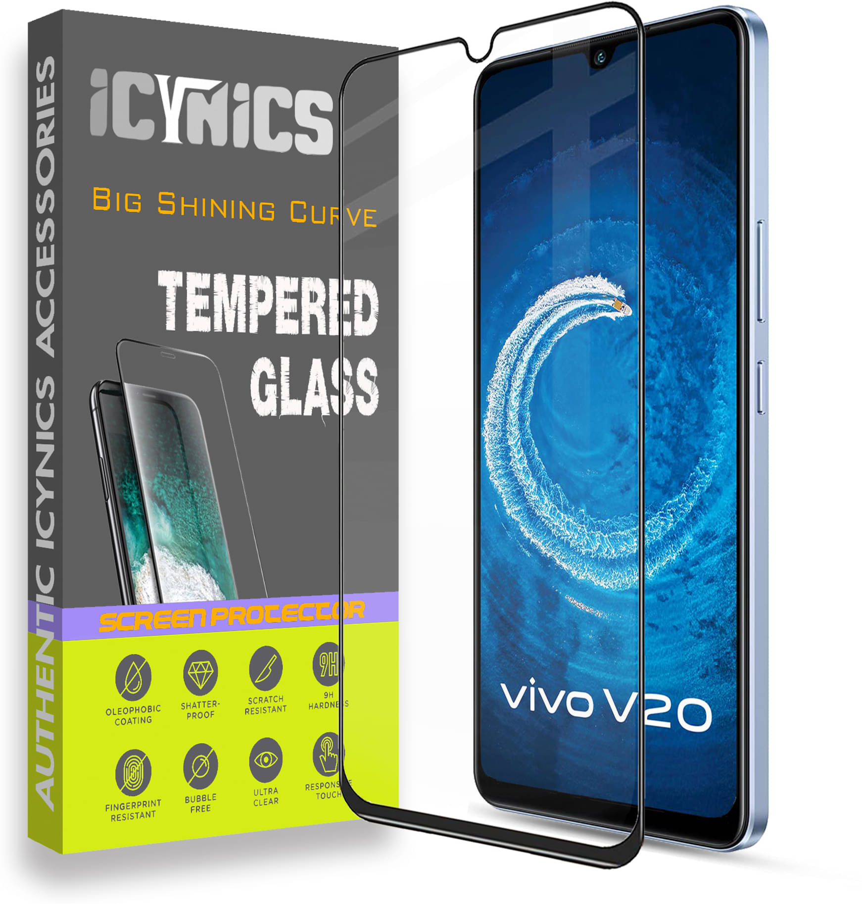     			Icynics Tempered Glass Compatible For Vivo V20 ( Pack of 1 )