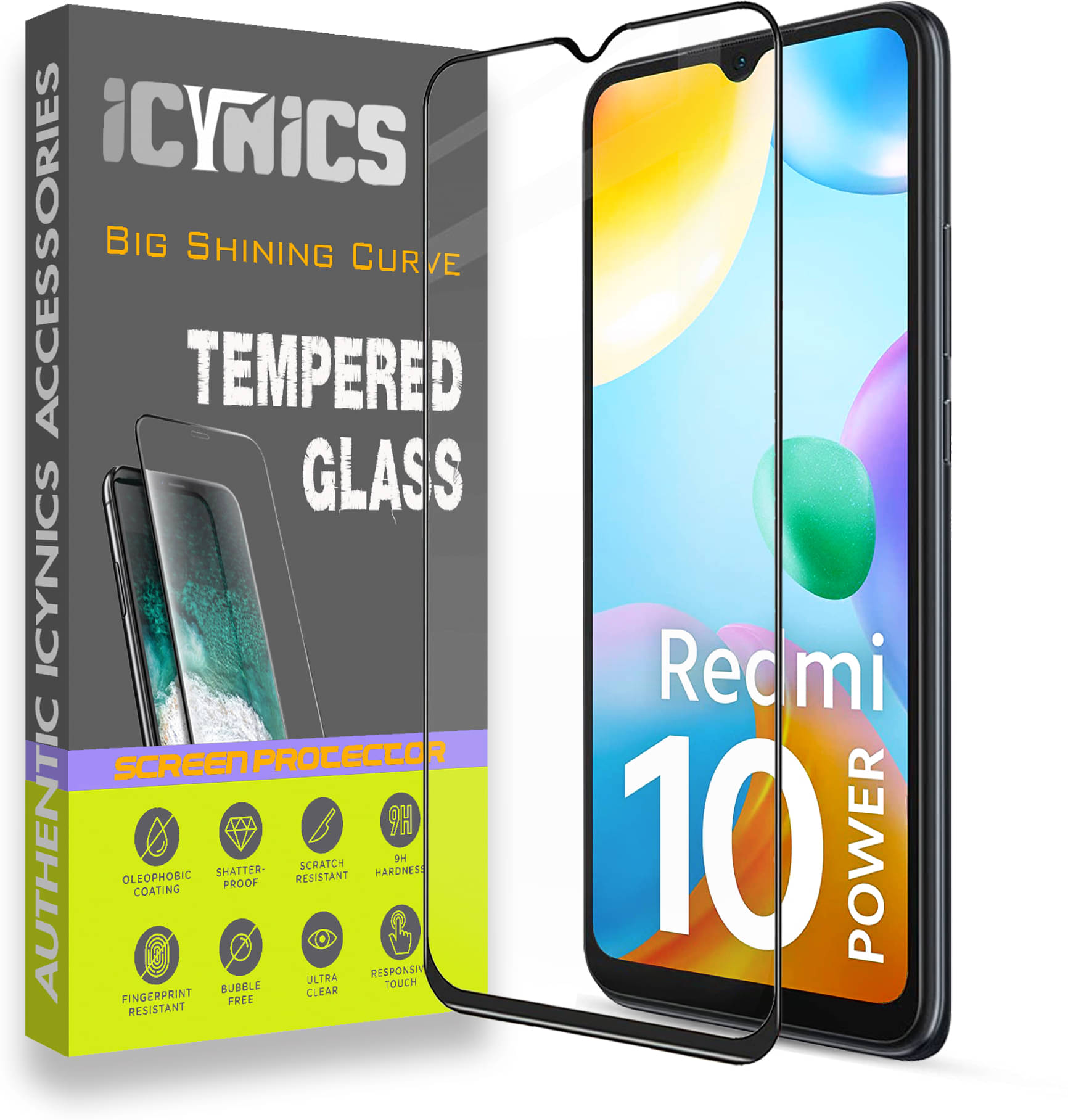     			Icynics Tempered Glass Compatible For Xiaomi Redmi 10 POWER ( Pack of 1 )