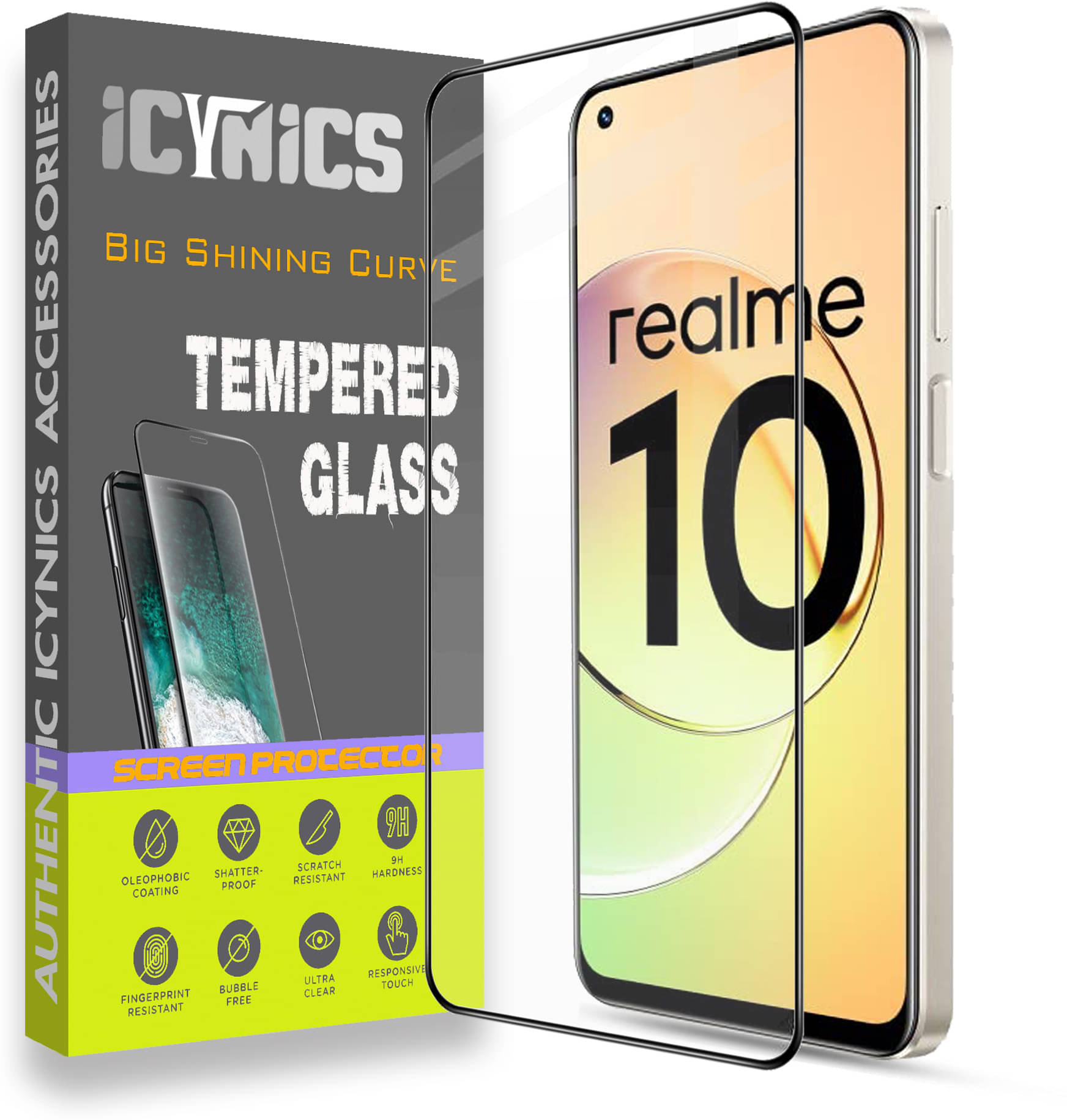Icynics Tempered Glass Compatible For Realme 10 ( Pack of 1 ) Icynics Tempered Glass Compatible For Realme 10 ( Pack of 1 )