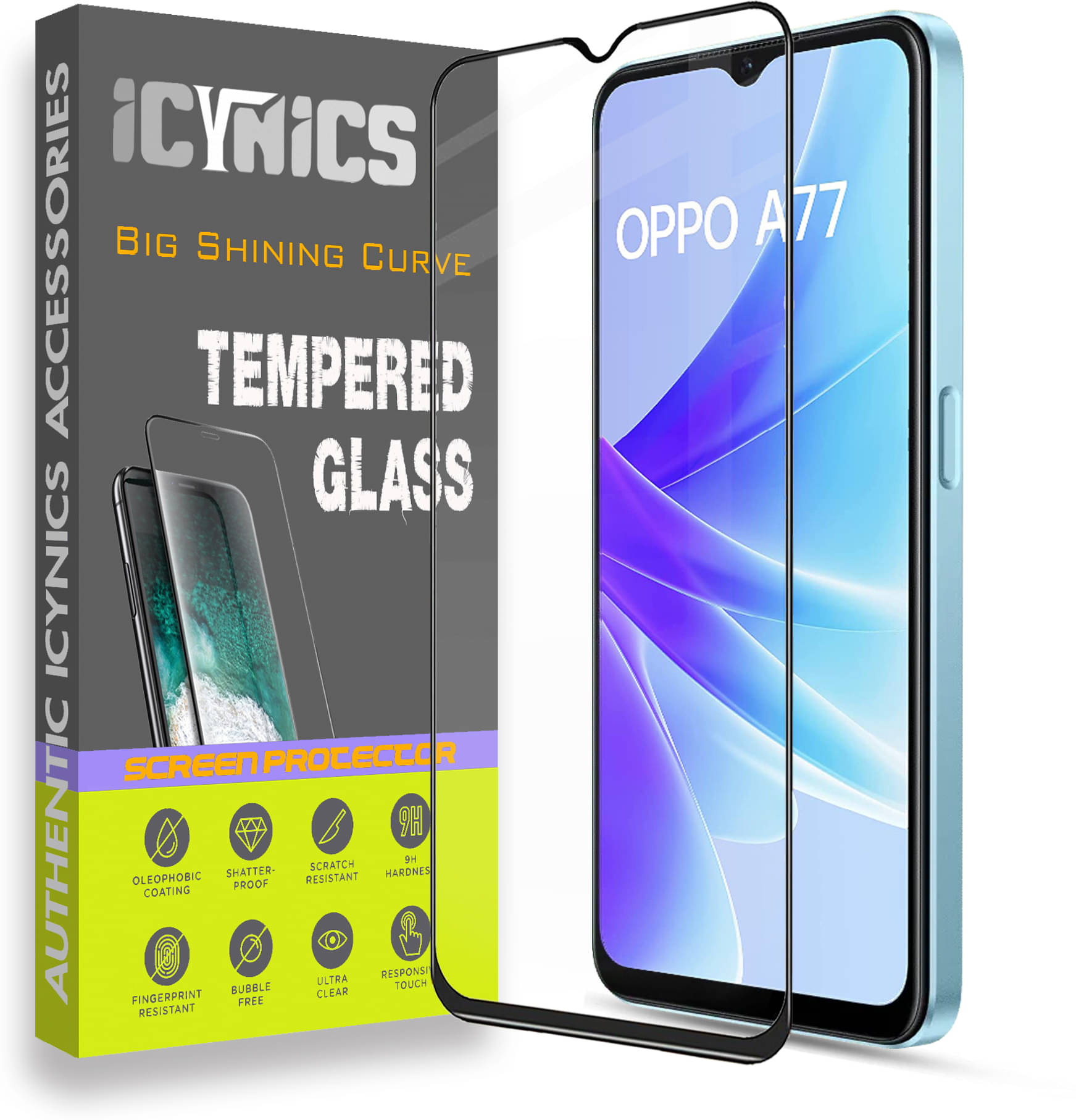 Icynics Tempered Glass Compatible For Oppo A77 ( Pack of 1 ) Icynics Tempered Glass Compatible For Oppo A77 ( Pack of 1 )