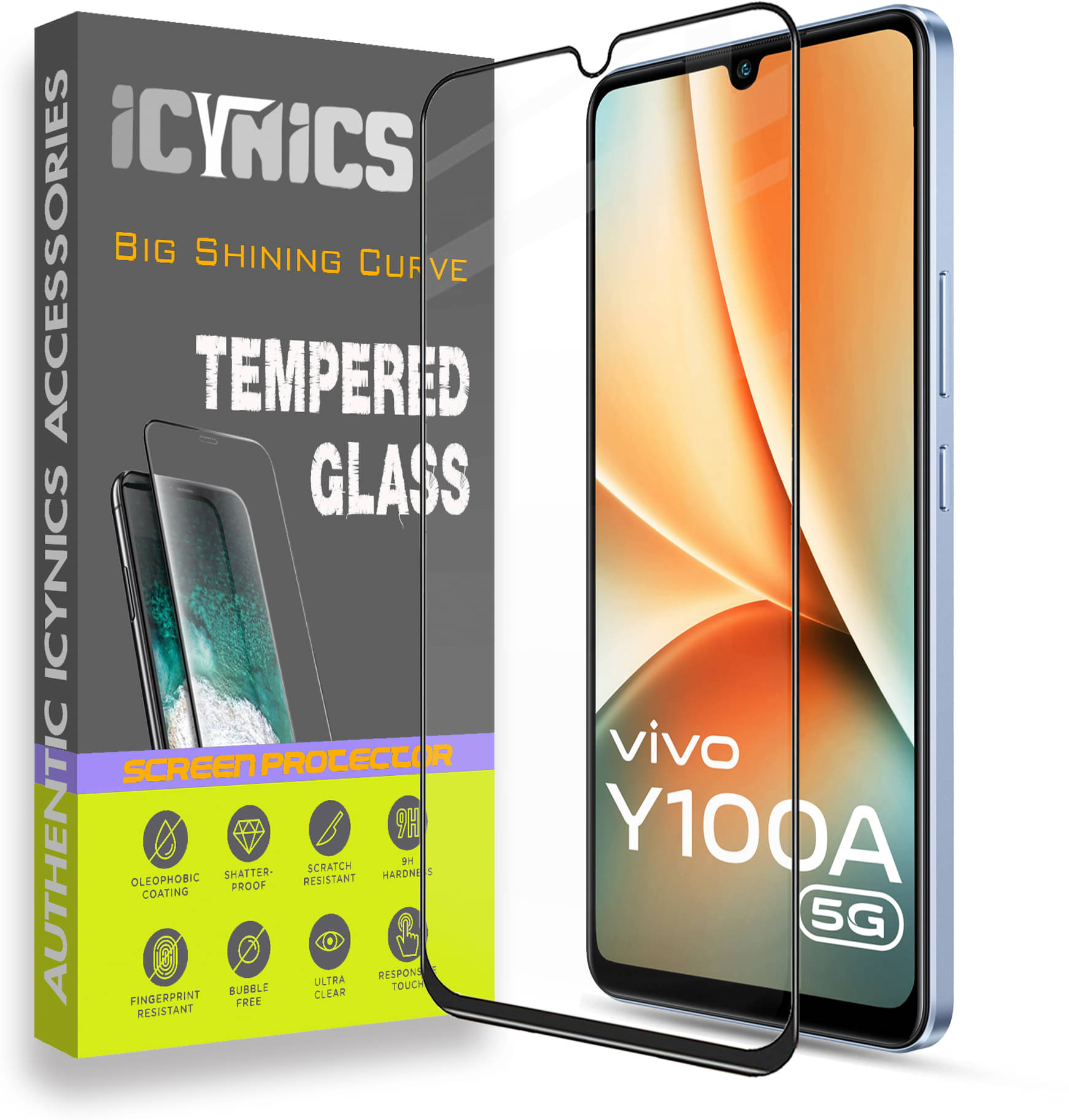 Icynics Tempered Glass Compatible For Vivo Y100A ( Pack of 1 ) Icynics Tempered Glass Compatible For Vivo Y100A ( Pack of 1 )