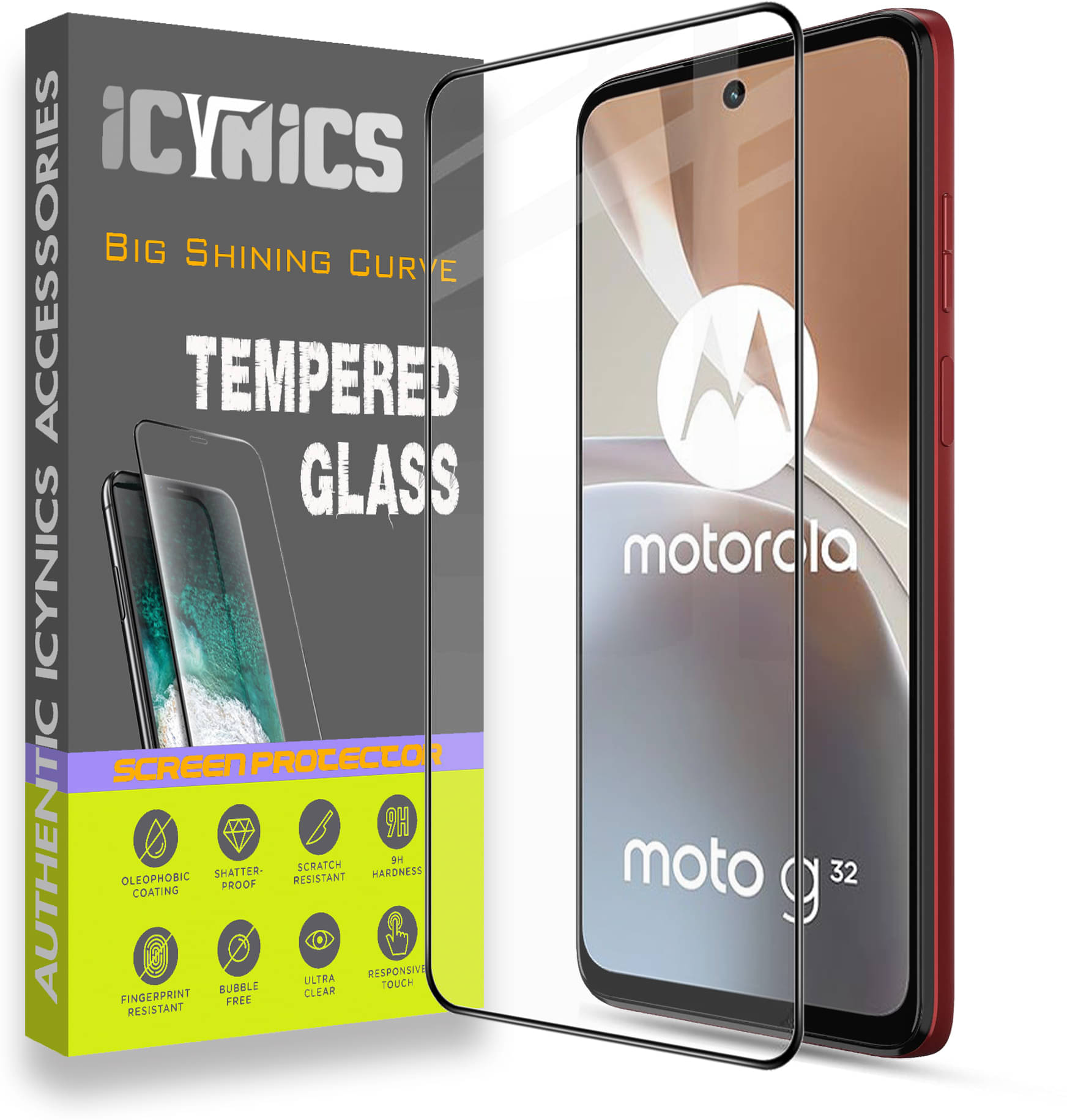 Icynics Tempered Glass Compatible For Motorola G32 ( Pack of 1 )     			Icynics Tempered Glass Compatible For Motorola G32 ( Pack of 1 )