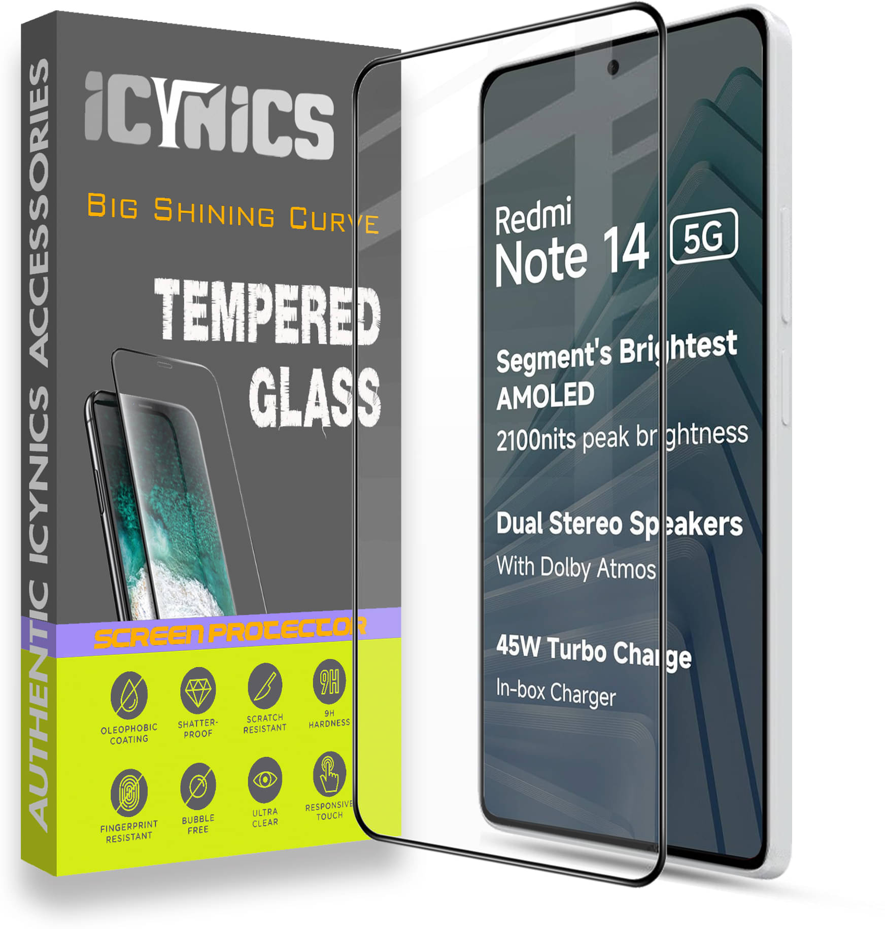 Icynics Tempered Glass Compatible For Redmi Note 14 5G ( Pack of 1 ) Icynics Tempered Glass Compatible For Redmi Note 14 5G ( Pack of 1 )