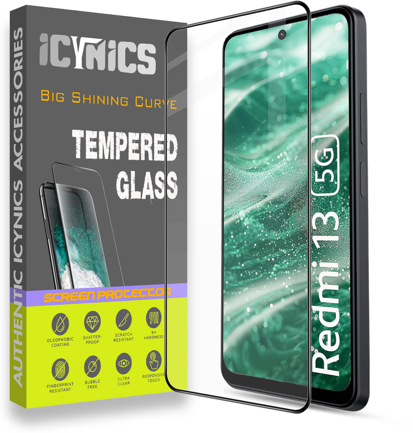     			Icynics Tempered Glass Compatible For Redmi 13 5G ( Pack of 1 )