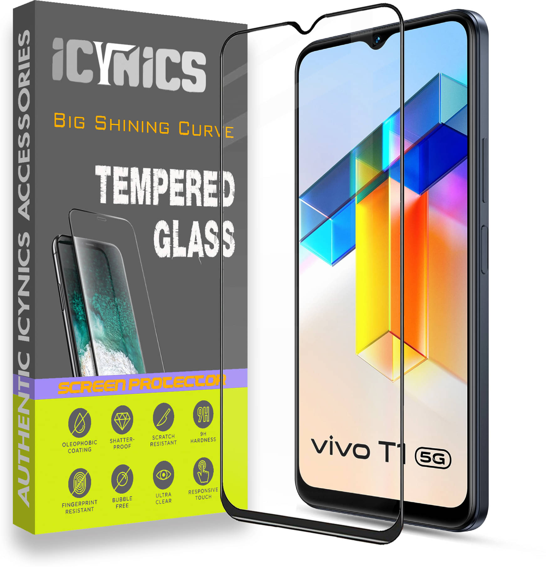 Icynics Tempered Glass Compatible For Vivo T1 5G ( Pack of 1 ) Icynics Tempered Glass Compatible For Vivo T1 5G ( Pack of 1 )