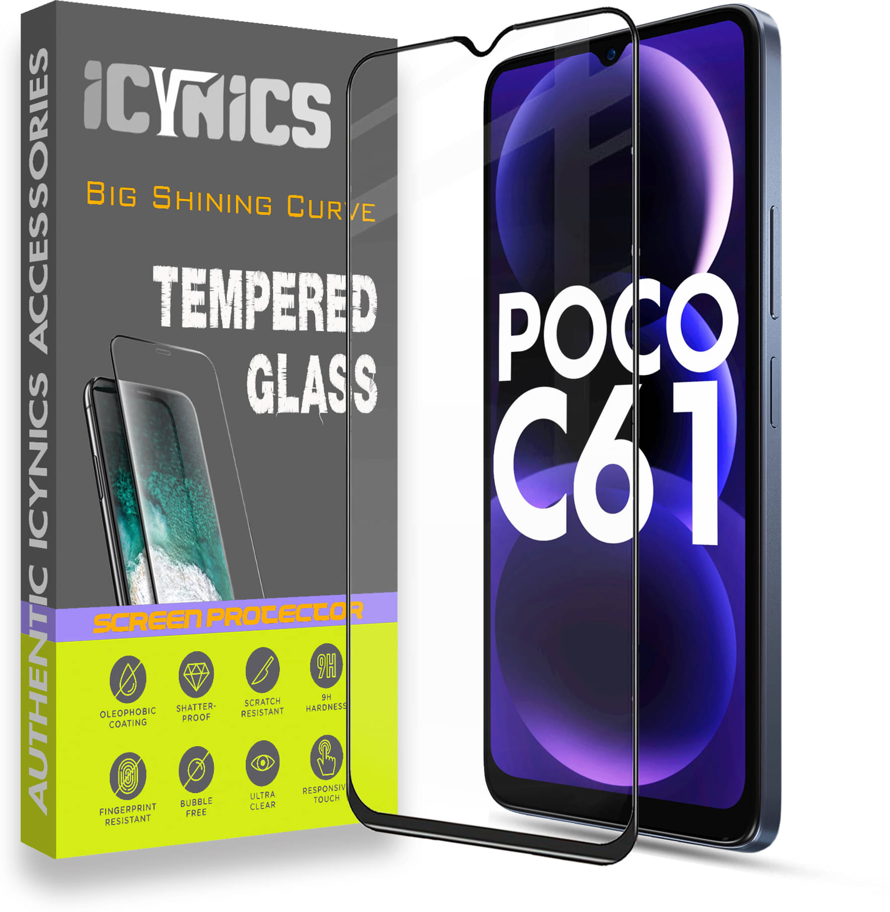     			Icynics Tempered Glass Compatible For Poco C61 ( Pack of 1 )