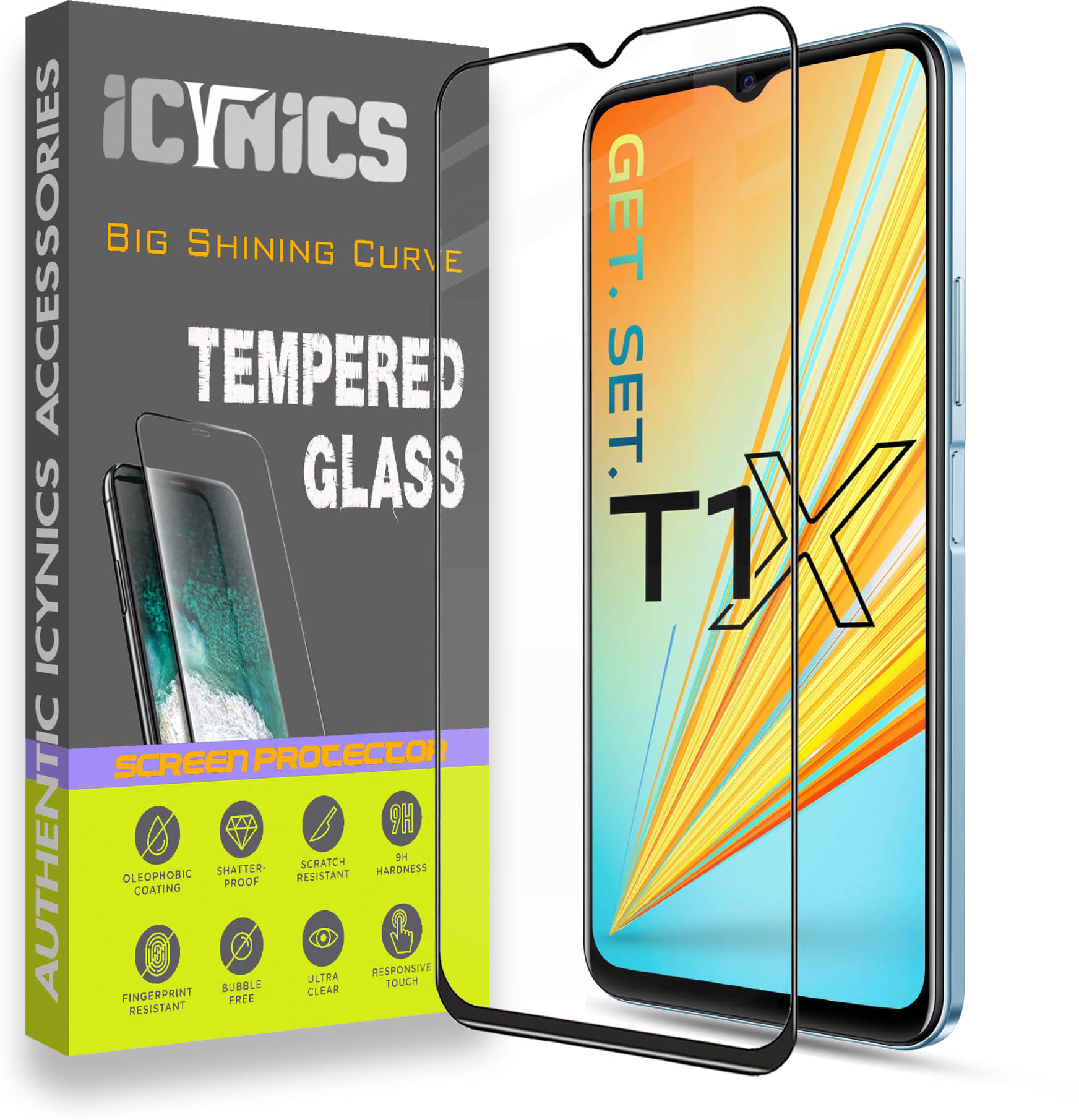     			Icynics Tempered Glass Compatible For Vivo T1x ( Pack of 1 )