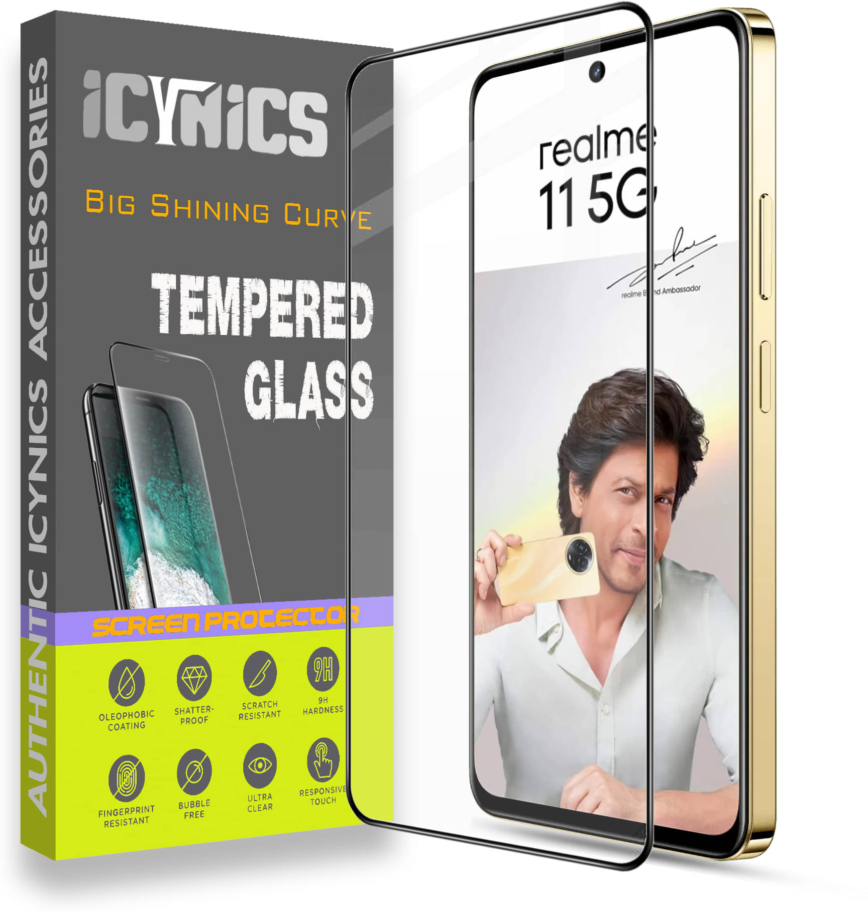 Icynics Tempered Glass Compatible For Realme 11 5G ( Pack of 1 ) Icynics Tempered Glass Compatible For Realme 11 5G ( Pack of 1 )