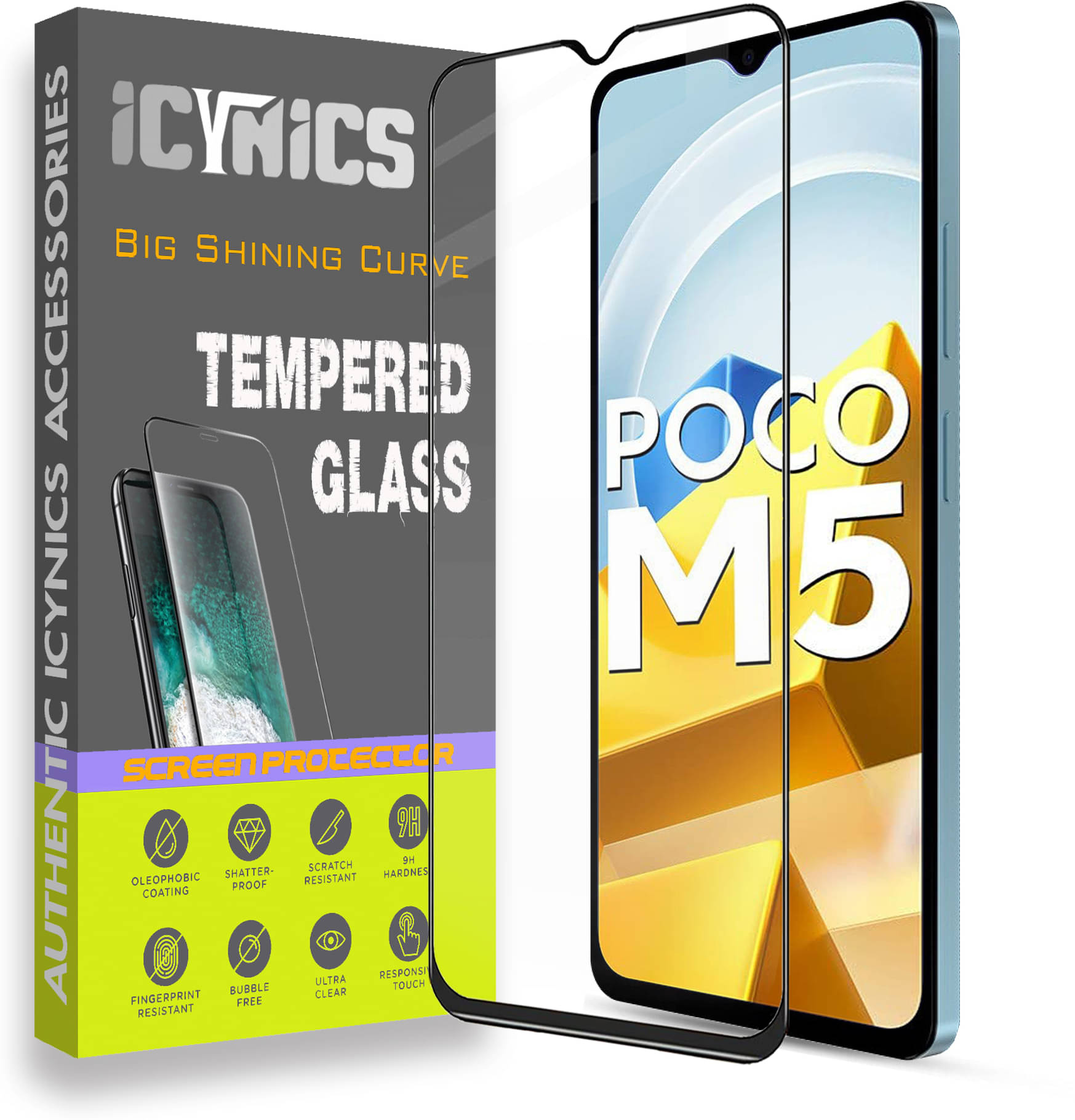 Icynics Tempered Glass Compatible For POCO M5 ( Pack of 1 ) Icynics Tempered Glass Compatible For POCO M5 ( Pack of 1 )
