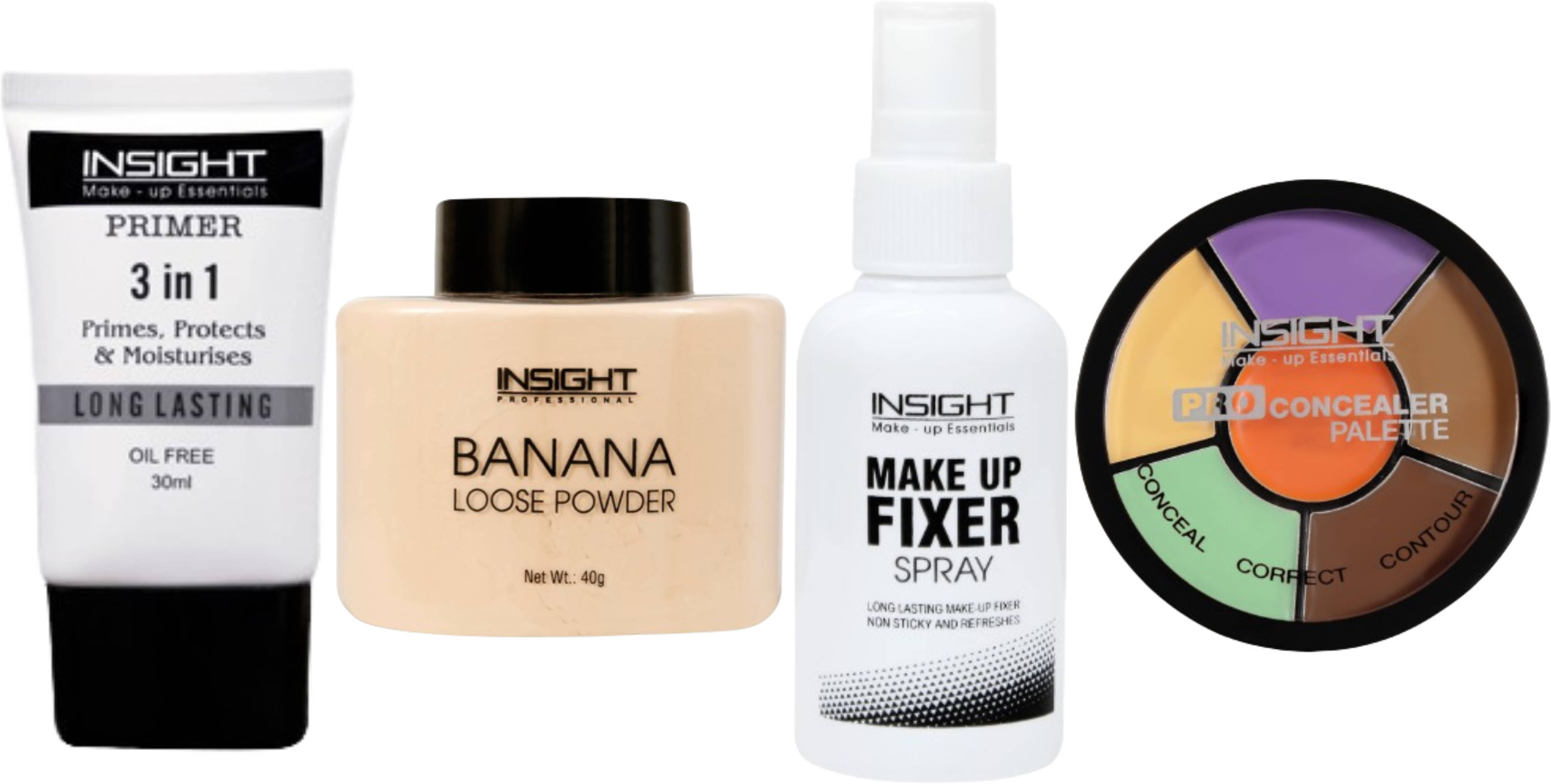Insight Makeup Kit Primer Concealer Palette All-in-One Base Essentials With Loose Powder (Pack of 4) Insight Makeup Kit Primer Concealer Palette All-in-One Base Essentials With Loose Powder (Pack of 4)