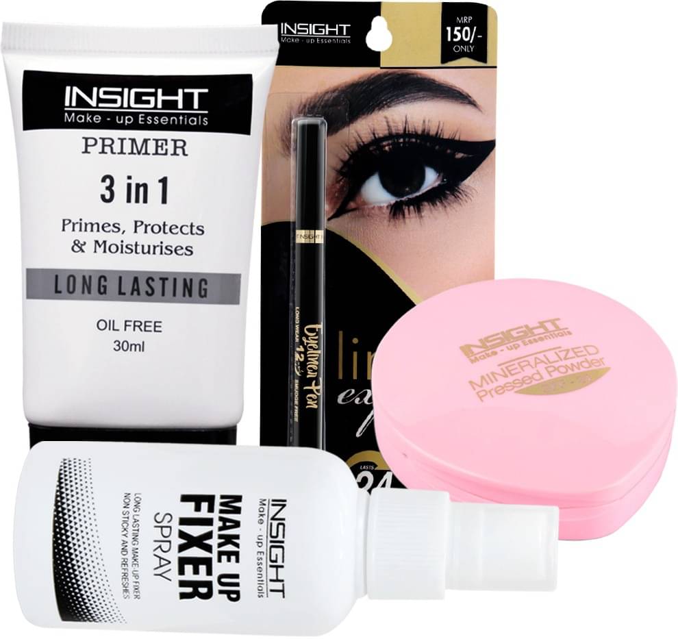    			Insight Makeup Kit Primer Compact Powder Makeup Fixer Complete Base Set With Kajal (Pack of 4)