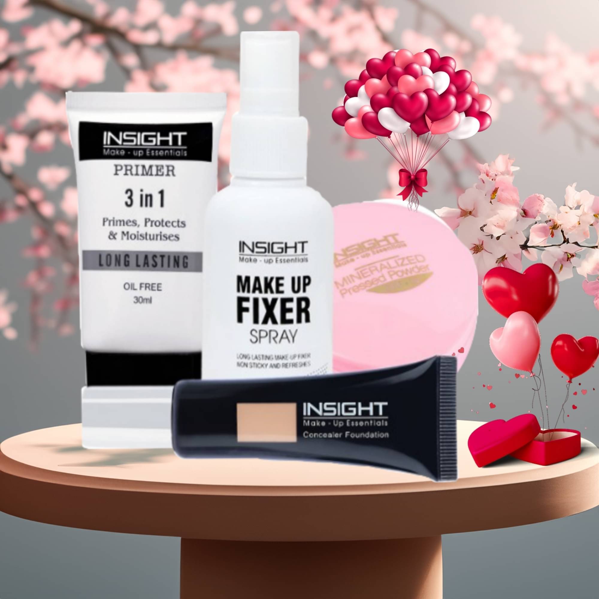     			Insight Makeup Kit Primer Concealer Palette Makeup Fixer With Compact Powder Complete Base Set (Pack of 4)