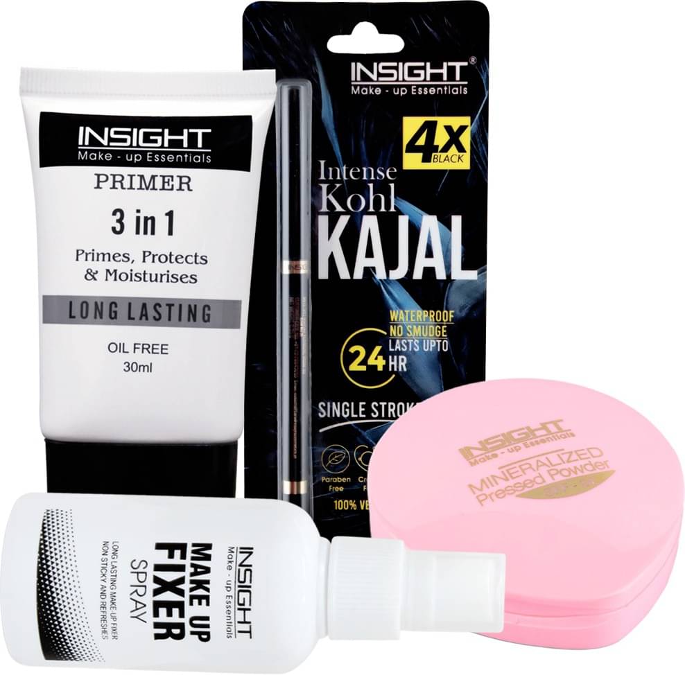 Insight Makeup Kit Primer Compact Powder Makeup Fixer With Intense Kajal (Pack of 4) Insight Makeup Kit Primer Compact Powder Makeup Fixer With Intense Kajal (Pack of 4)