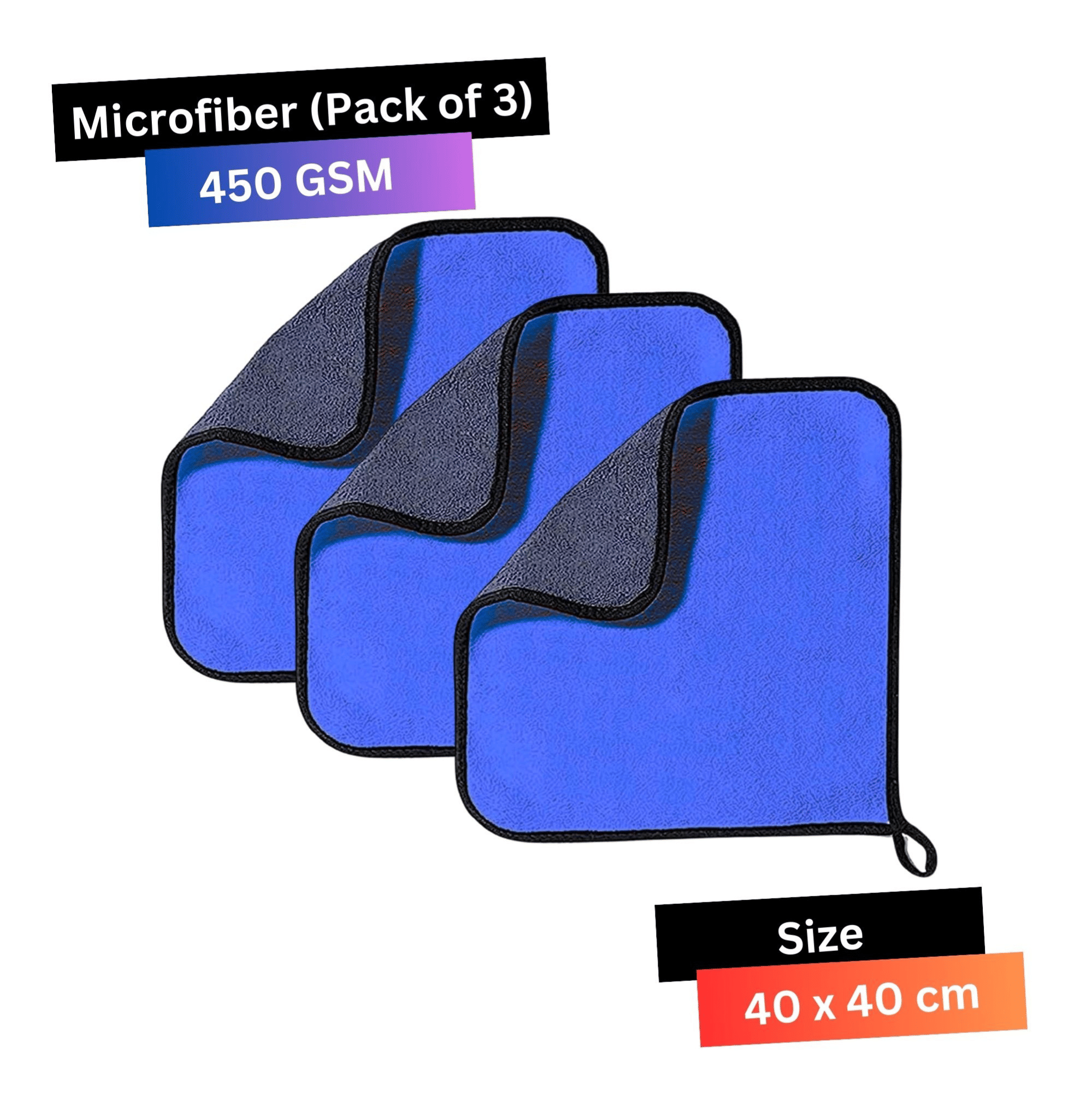     			KLEANSHINE Blue 450 GSM Microfiber Cloth For Automobile ( Pack of 3 )