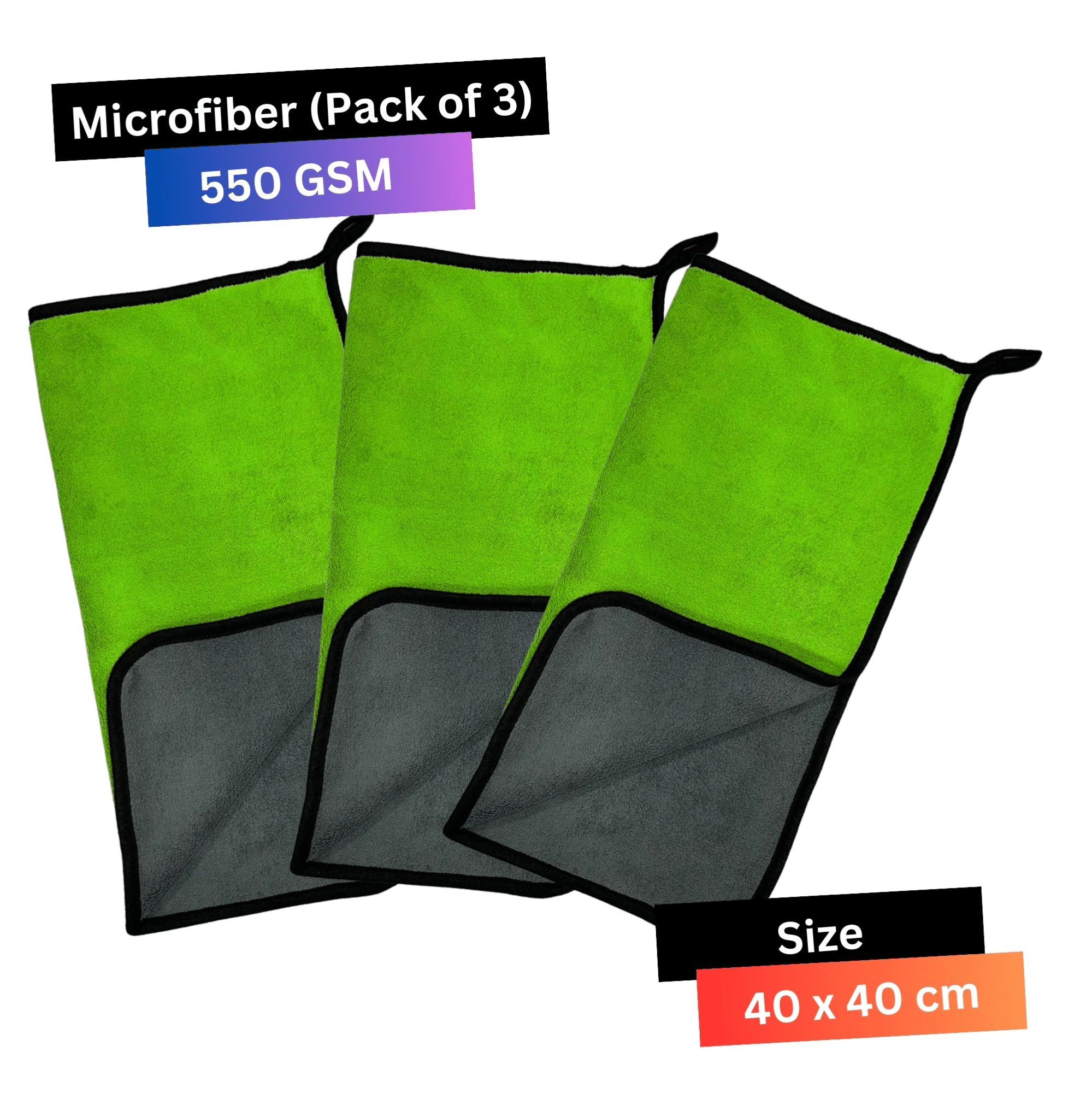     			KLEANSHINE Green 550 GSM Microfiber Cloth For Automobile ( Pack of 3 )