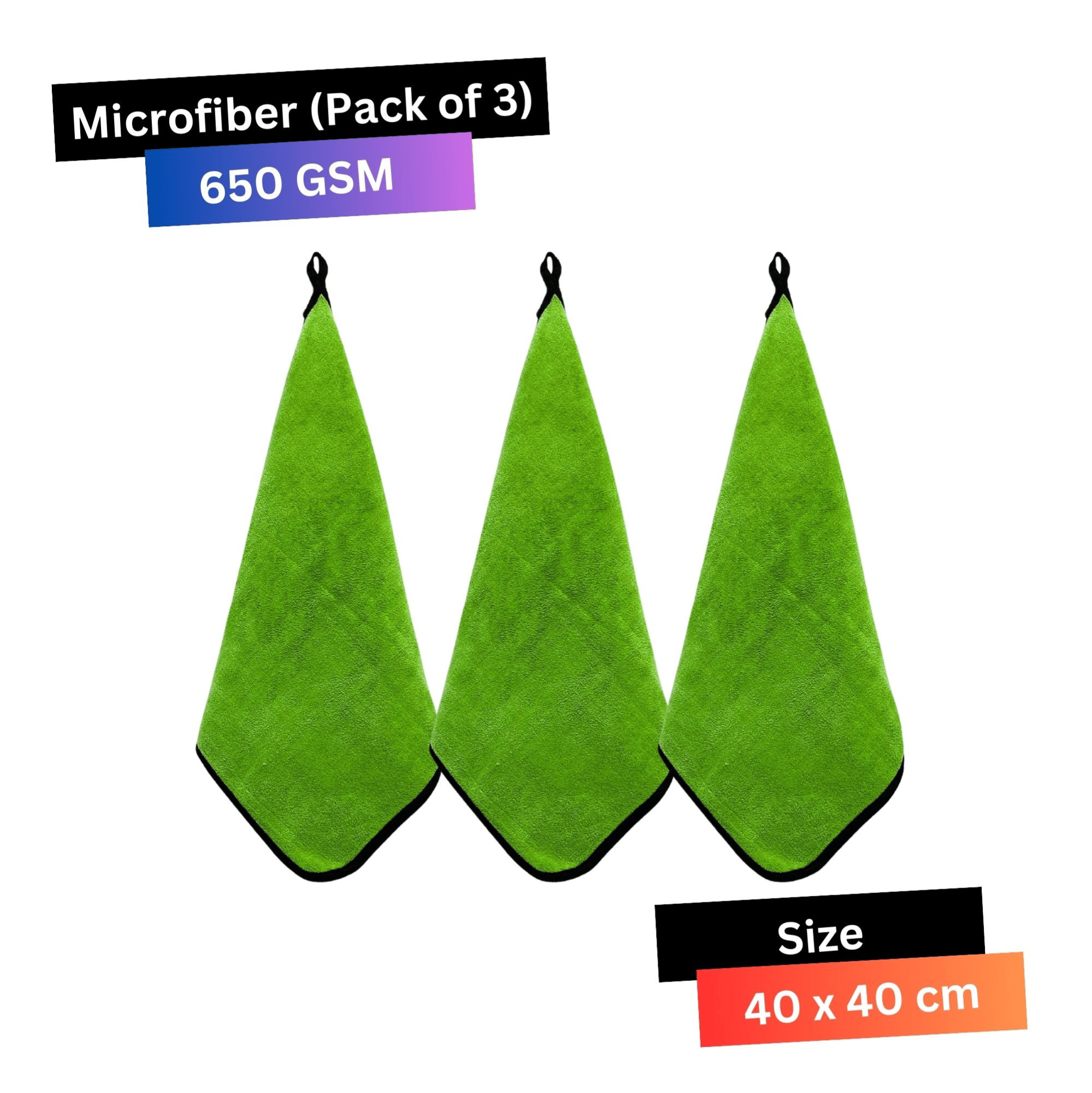 KLEANSHINE Green 650 GSM Microfiber Cloth For Automobile ( Pack of 3 ) KLEANSHINE Green 650 GSM Microfiber Cloth For Automobile ( Pack of 3 )