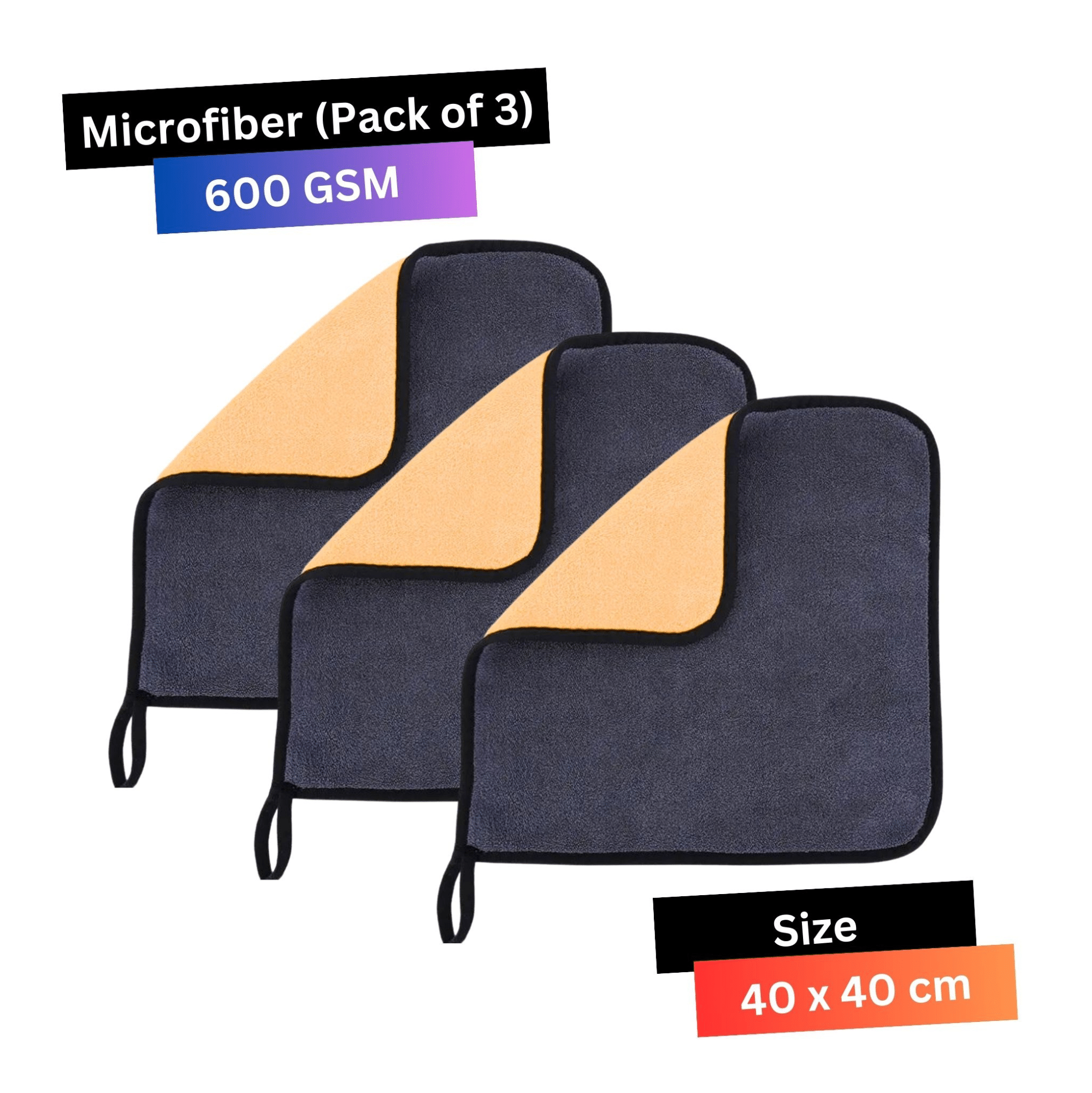 KLEANSHINE Orange 600 GSM Microfiber Cloth For Automobile ( Pack of 3 ) KLEANSHINE Orange 600 GSM Microfiber Cloth For Automobile ( Pack of 3 )