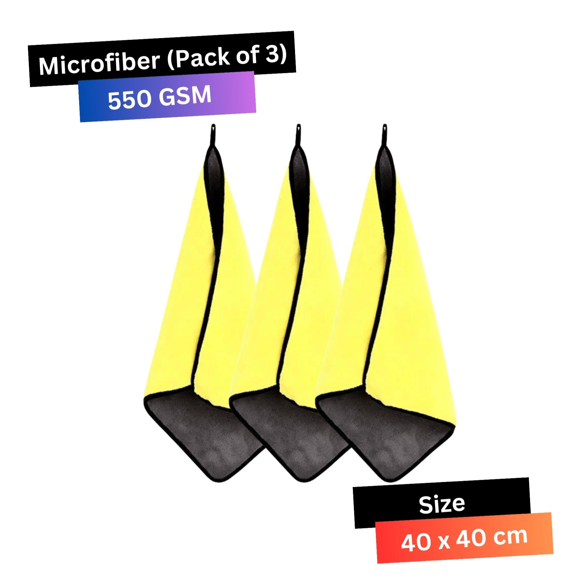 KLEANSHINE Yellow 550 GSM Microfiber Cloth For Automobile ( Pack of 3 ) KLEANSHINE Yellow 550 GSM Microfiber Cloth For Automobile ( Pack of 3 )