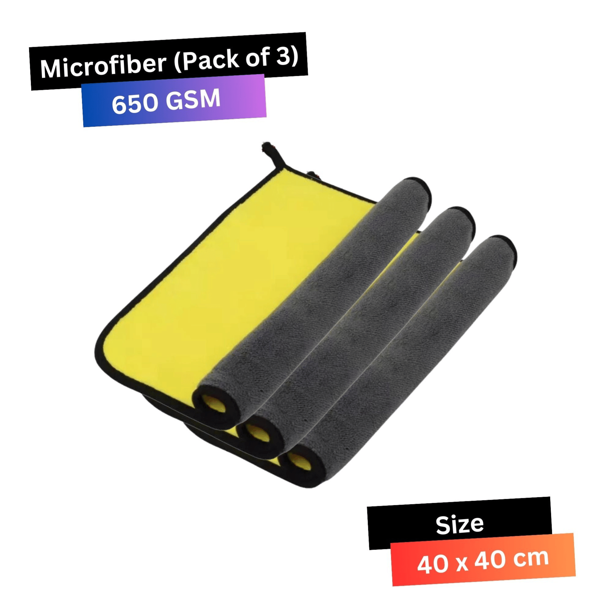 KLEANSHINE Yellow 650 GSM Microfiber Cloth For Automobile ( Pack of 3 )     			KLEANSHINE Yellow 650 GSM Microfiber Cloth For Automobile ( Pack of 3 )