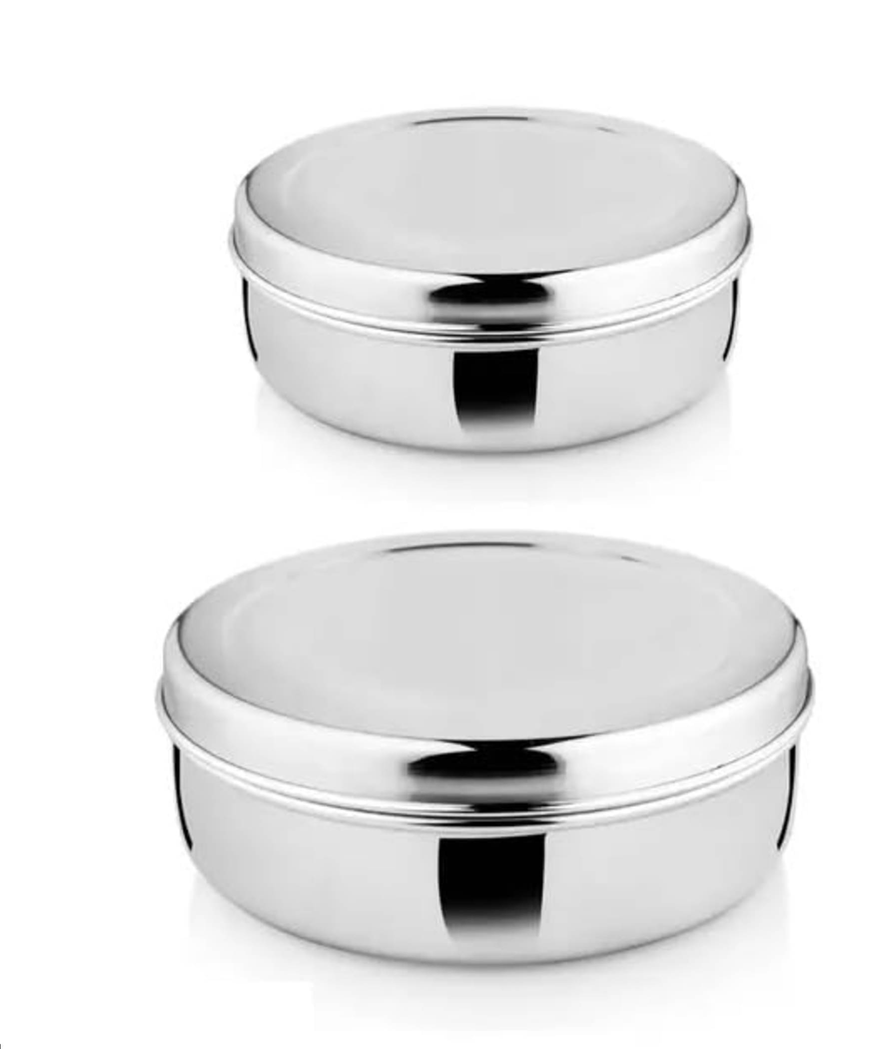     			Kaira's Kitchen World Steel Silver Food Container ( Set of 2 )