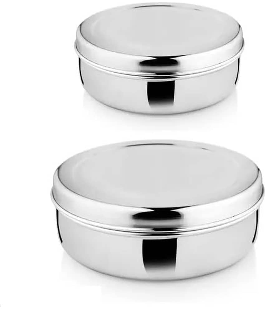 Kaira's Kitchen World Steel Silver Food Container ( Set of 2 )